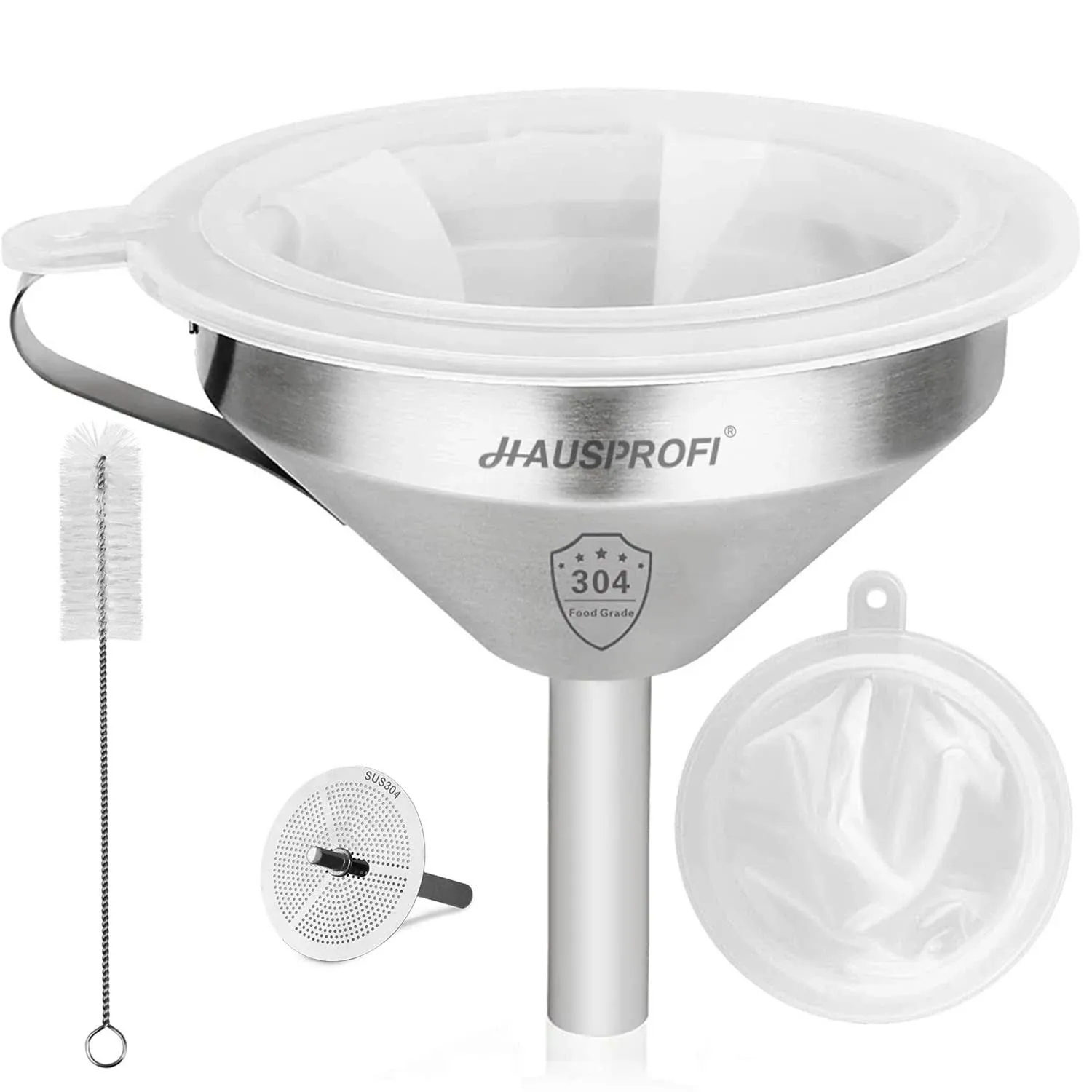 HAUSPROFI Stainless Steel Funnel, 5.1 inch 304 Stainless Steel Kitchen Funnel ...