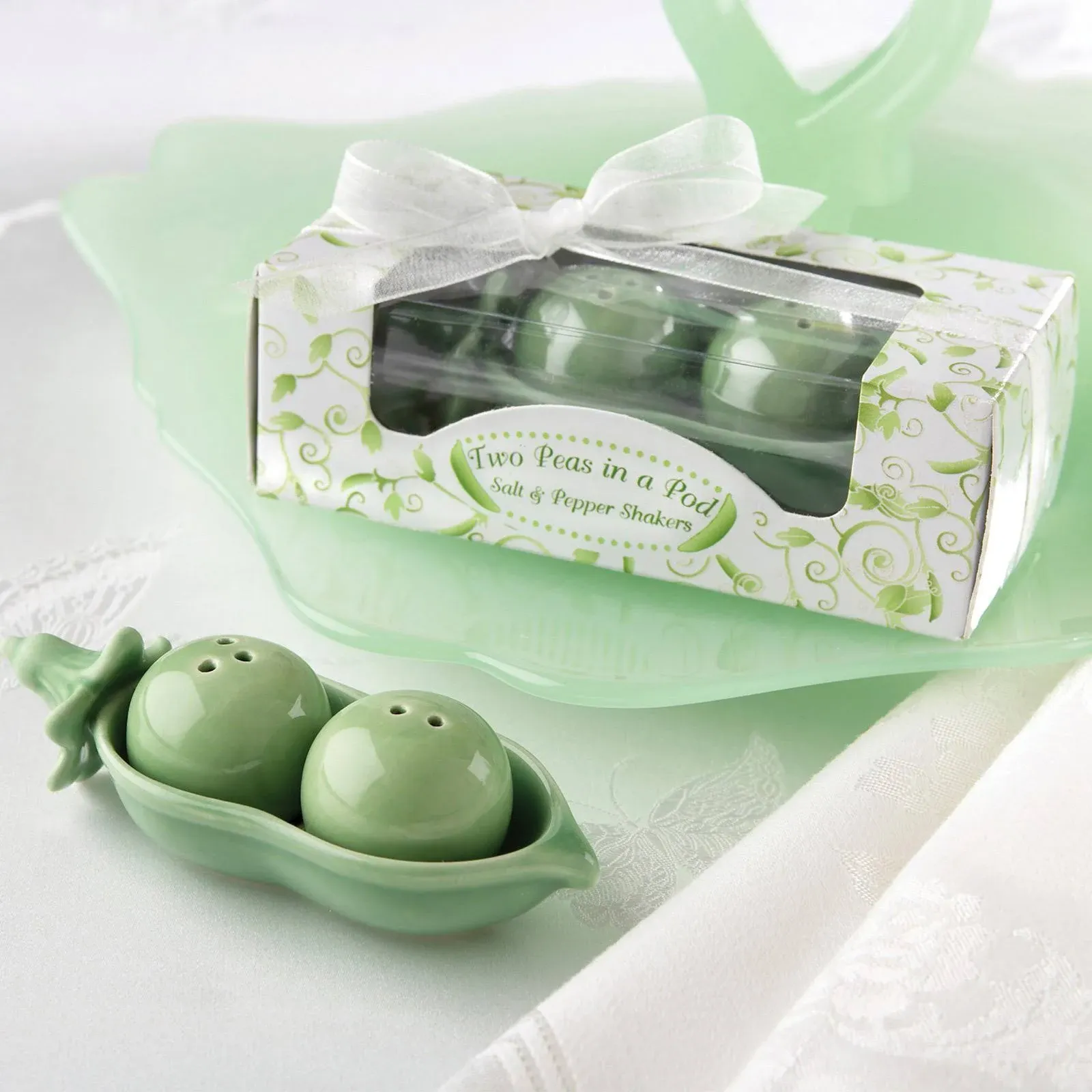 Two Peas in a Pod Ceramic Salt & Pepper Shakers