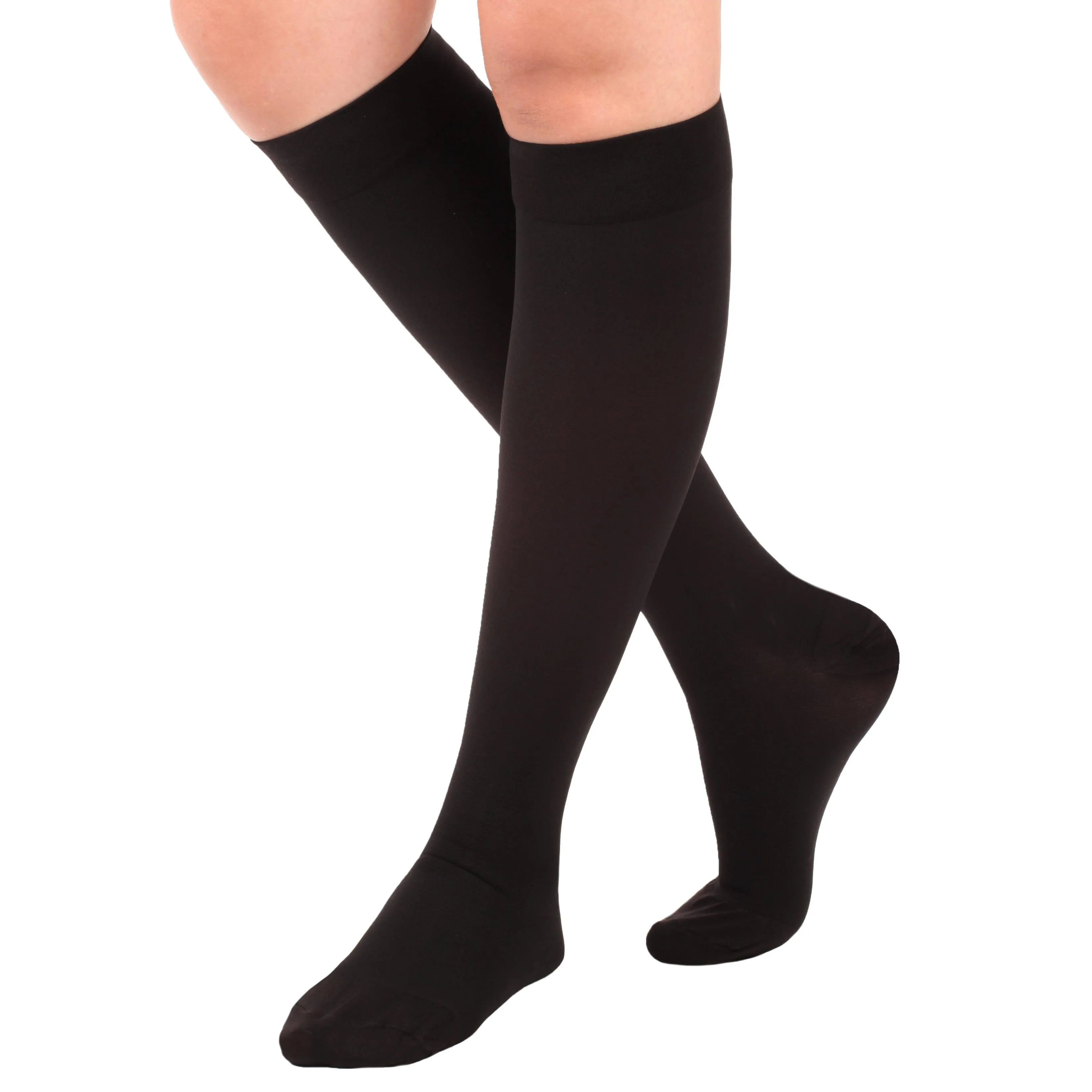 Absolute Support 20-30mmHg Firm Support Black Large Closed Toe Regular Standard ...