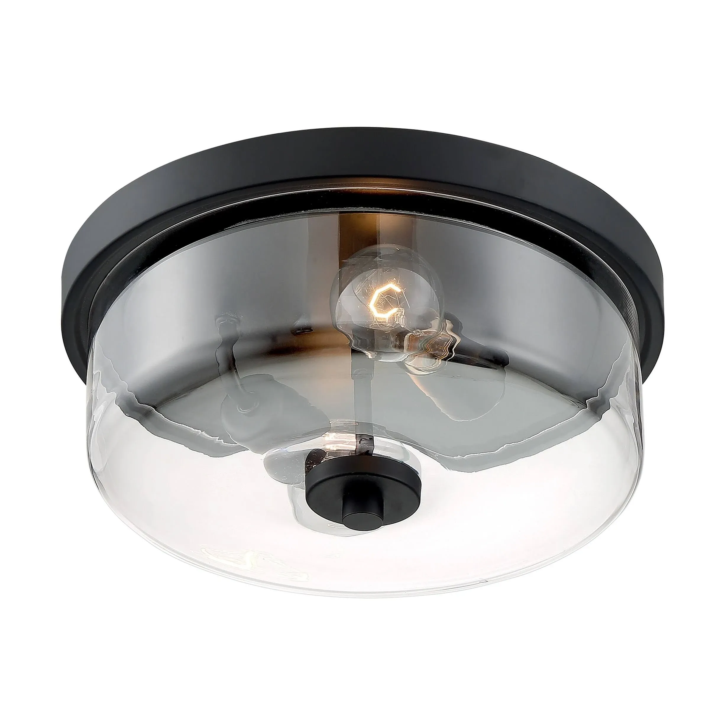 Nuvo 60/7268 Sommerset 2-Light Flush Mount Fixture with Clear Glass - Matte Black Finish