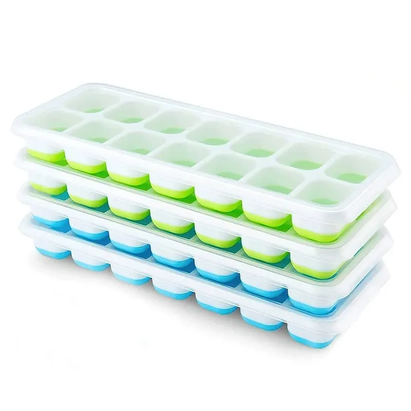 Ice Cube Trays 4 Pack Airabc Silicone Ice Cube Trays with Removable Lid Easy ...