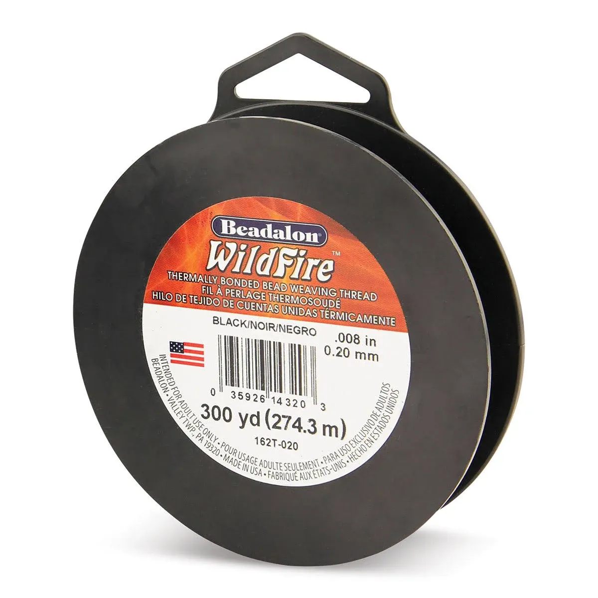 Beadalon Wildfire Beading Thread - Black, 0.008", 300 yds