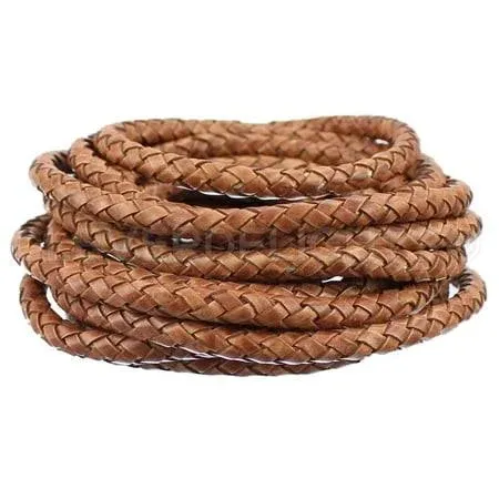 CleverDelights 1/4 inch Braided Leather Bolo Cord - Brown - 10 Feet, Adult Unisex ...