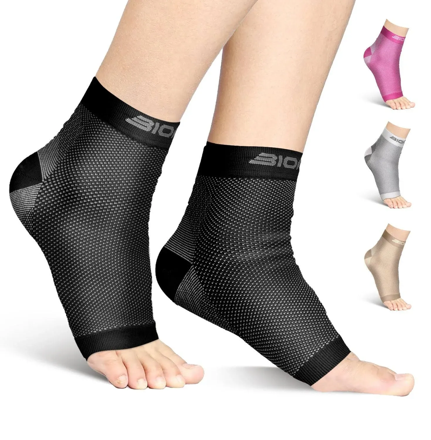 TechWare Pro Plantar Fasciitis Socks – Cushion Ankle Compression Socks Women & Men. Achilles Tendonitis Brace & Arch Support