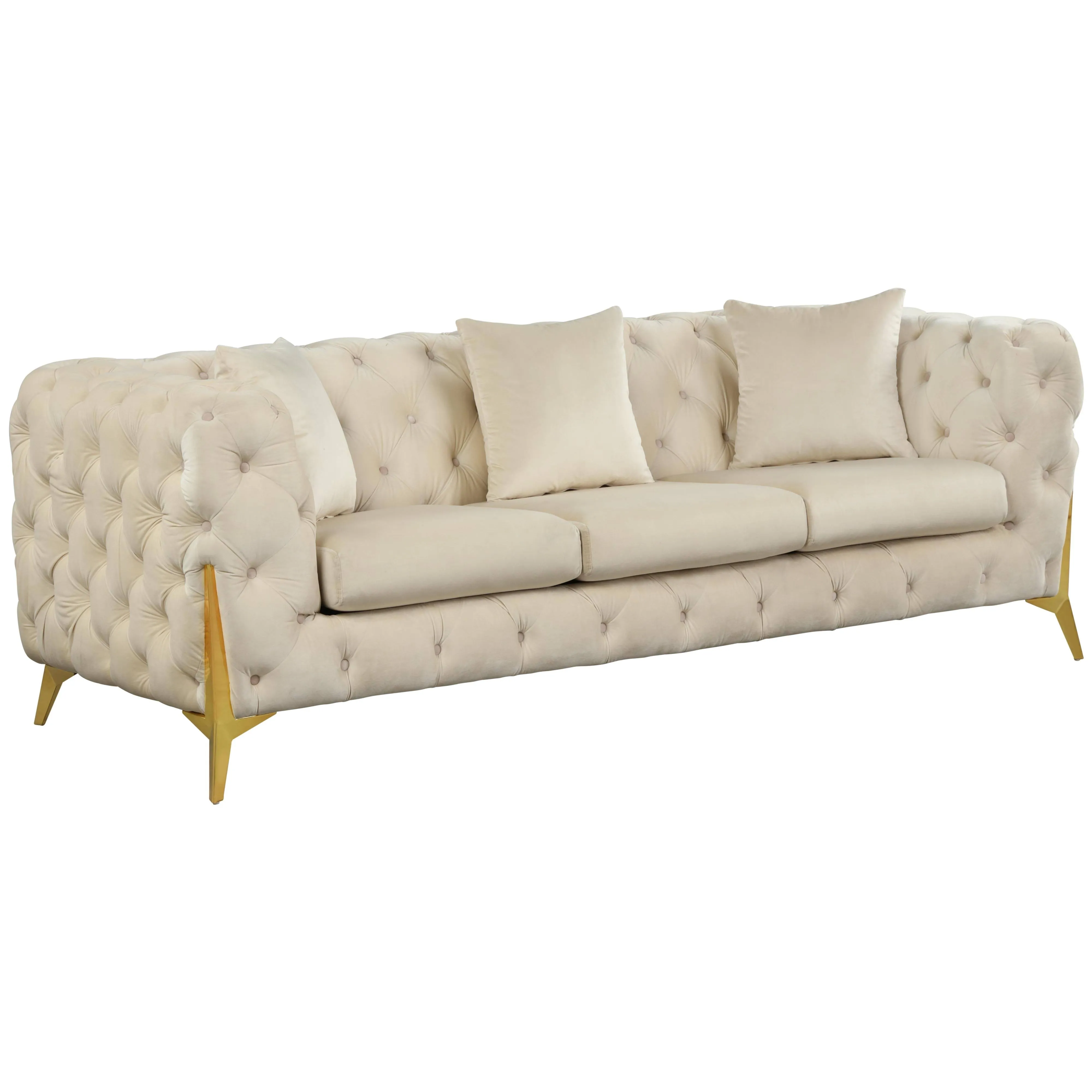 Meridian Kingdom Cream Velvet Sofa