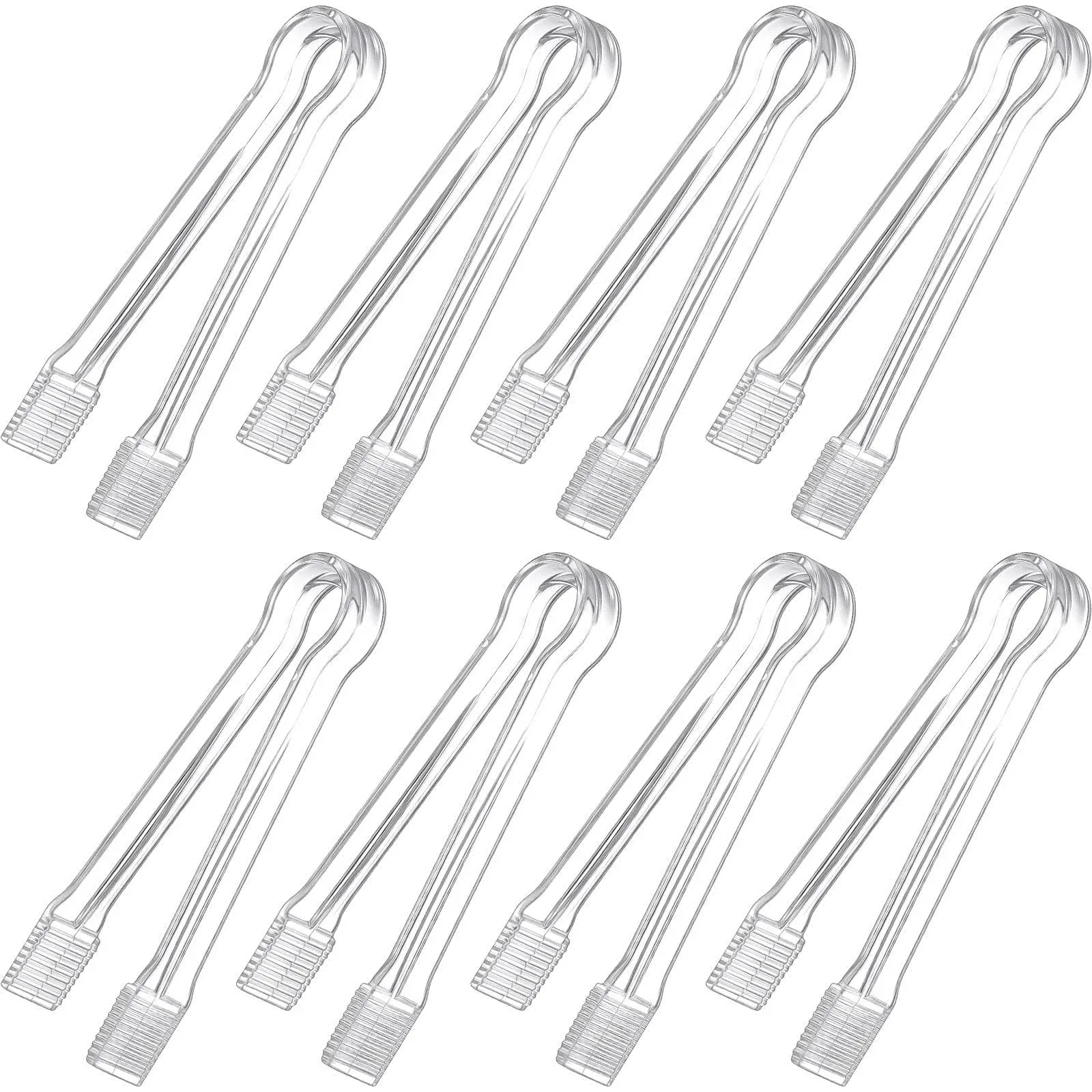 8 Pieces Plastic Tongs for Serving Food Clear Kitchen Tongs Mini Serving Utensil Tongs 6.3 Inch Small Tongs for Food Ice Salad Buffet Weddings Barbecue Party