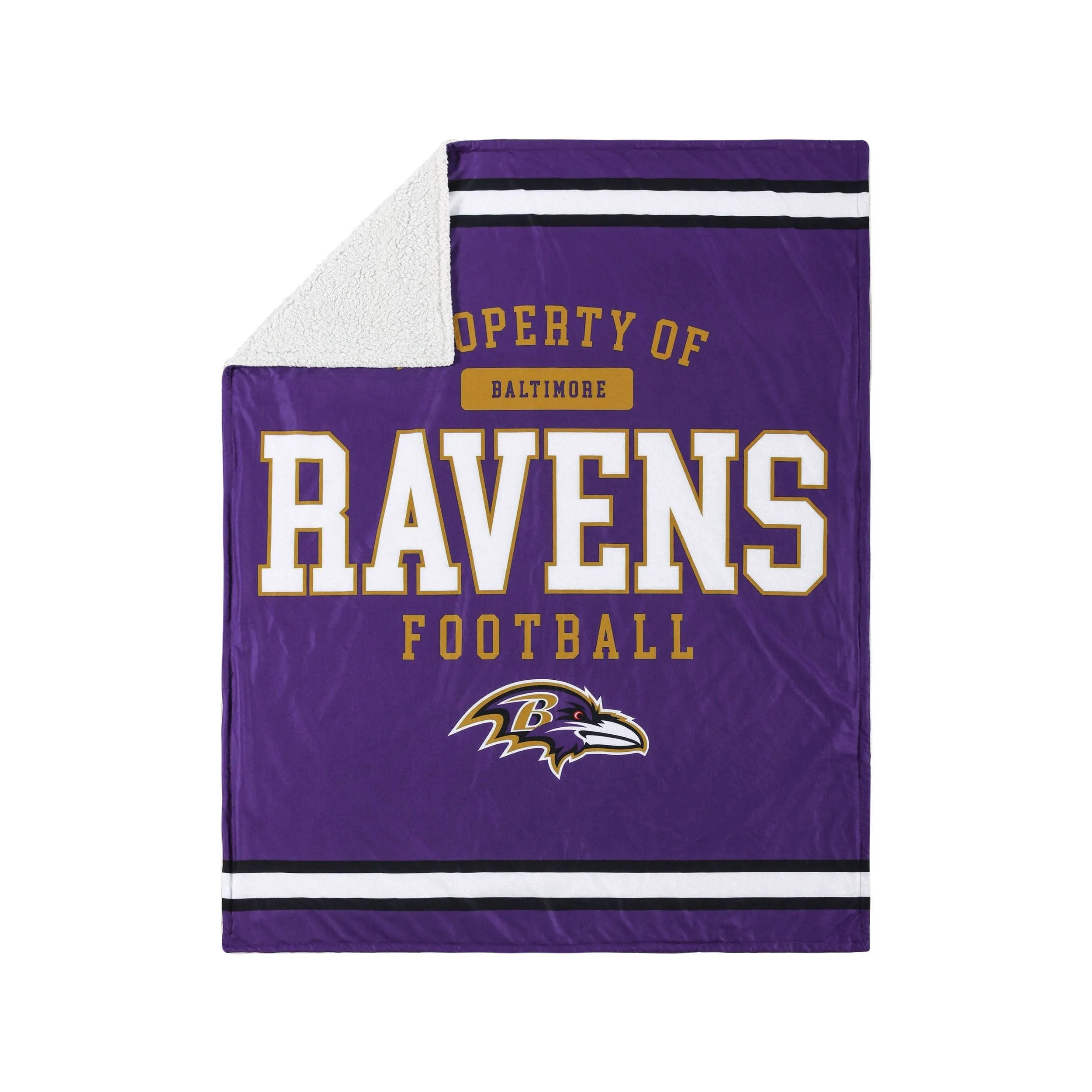 Baltimore Ravens NFL Team Property Sherpa Plush Throw Blanket