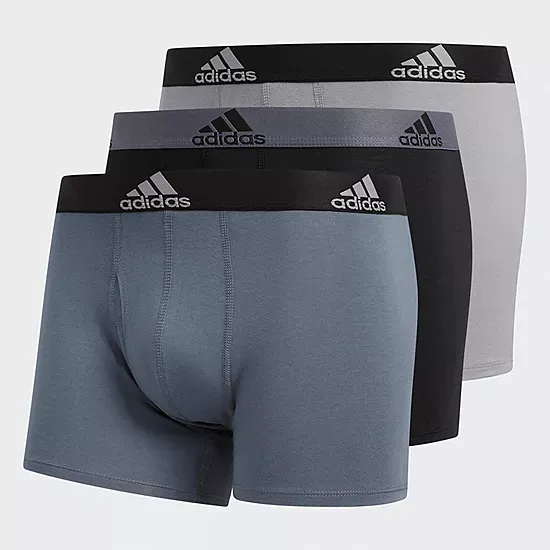 adidas Men’s Performance Stretch Cotton Boxer Briefs Underwear 3-Pack Sz L