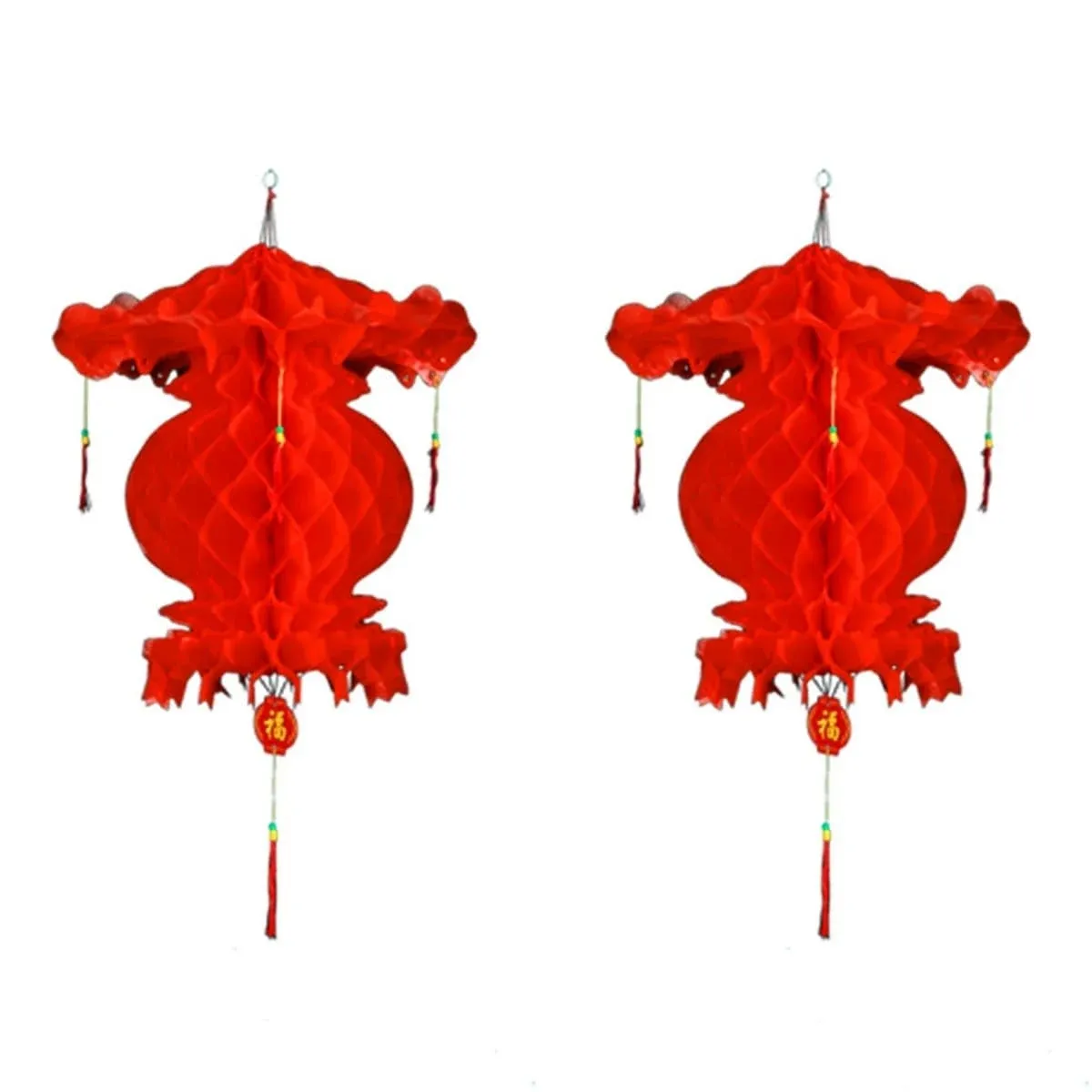 KYMY 2023 Chinese New Year Red Paper Lanterns,2pcs Hanging Red-Zhaocai 