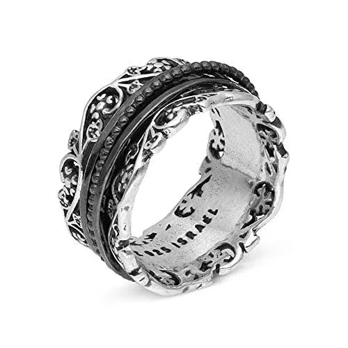 PZ 925 Sterling Silver Spinner Ring for Woman by Paz Creations, Fidget Rings Hand Crafted, Anxiety Ring for Women, Vintage Rings Fo