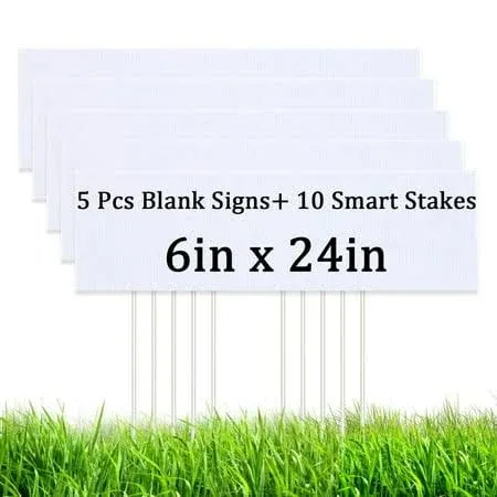 7 Pcs Blank Yard Signs 6 inch x24 inch - Lawn Sign with Stake - Water Resistant ...