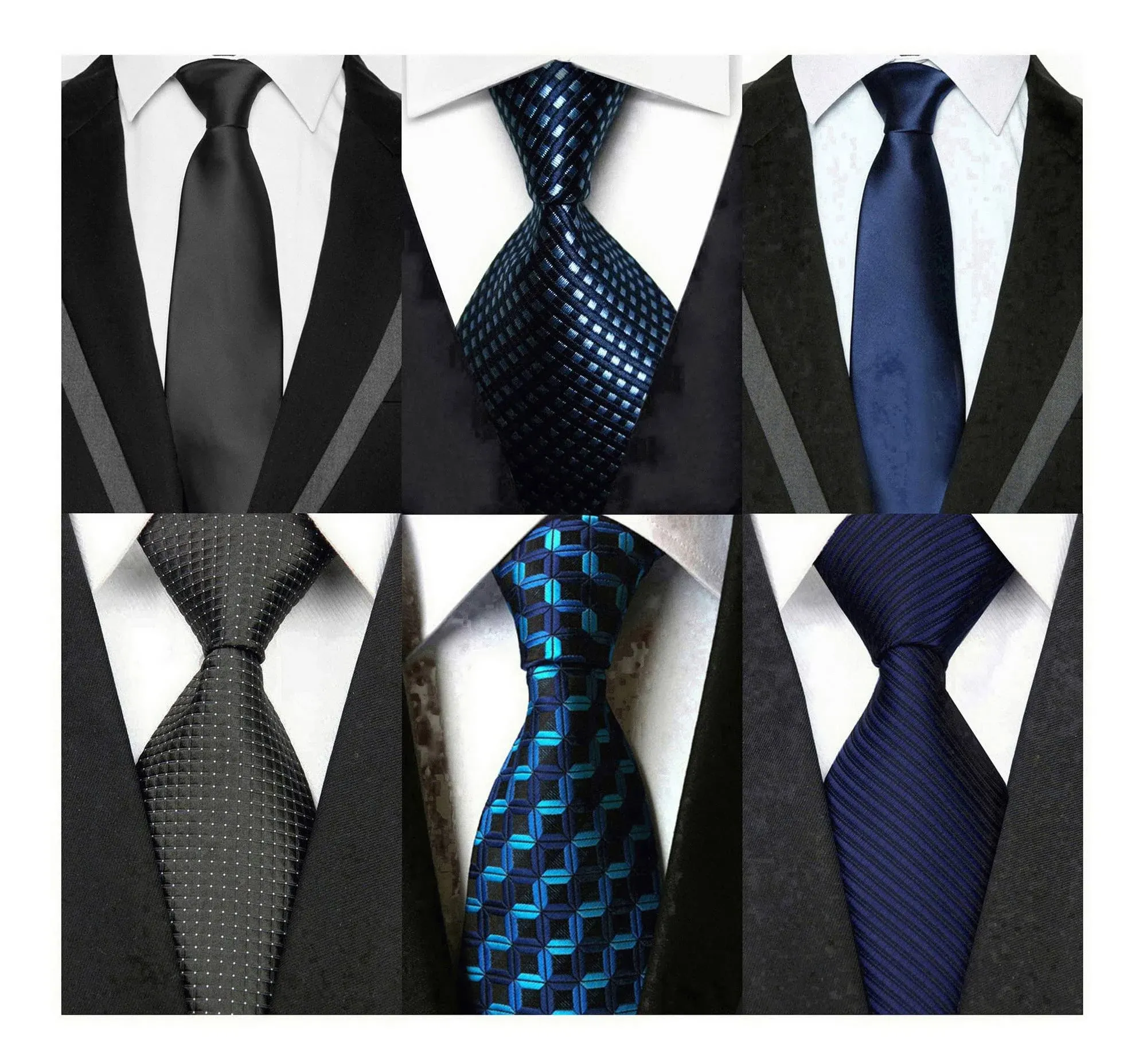 Wehug Lot 6 Pcs Men's Tie Silk Tie Woven Necktie Jacquard Neck Ties Classic Ties ...