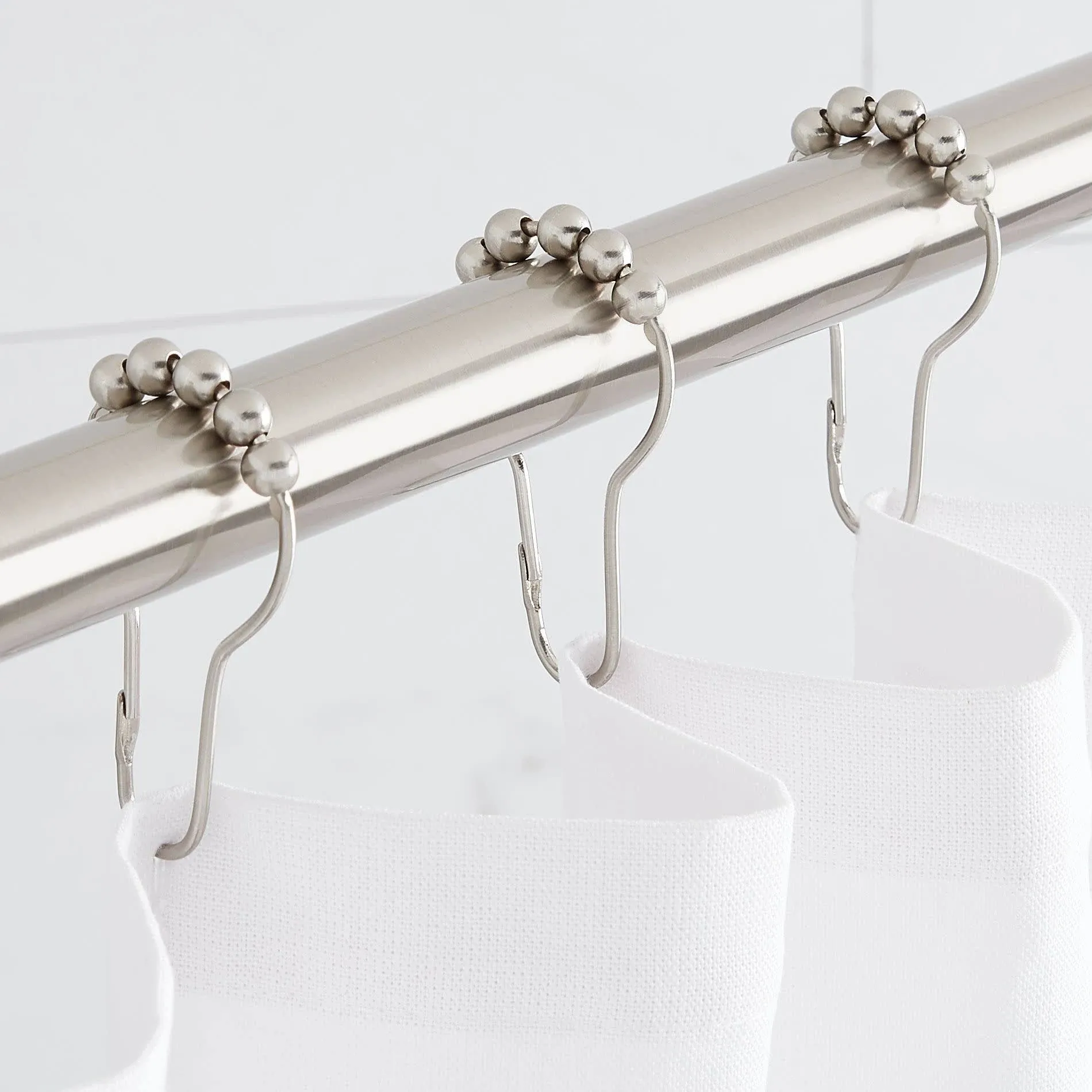 Signature Hardware 901078 Roller Ball Shower Curtain Rings - Set of 12 Brushed ...