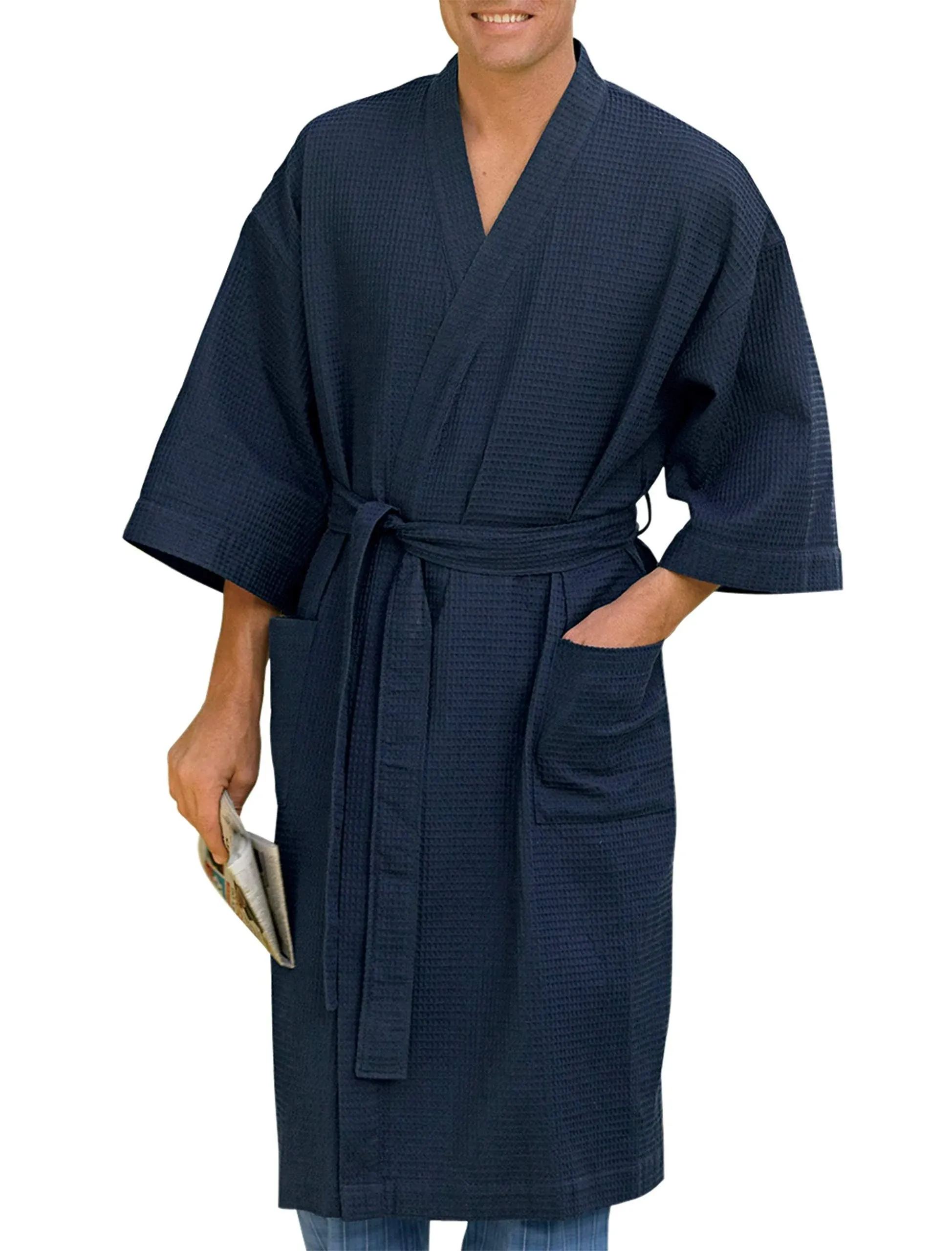 Big & Tall Harbor Bay Waffle-Knit Kimono Robe