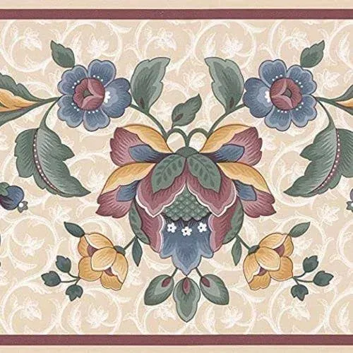 Concord Wallcoverings Wallpaper Border Vine Floral Pattern Country Style Flowers ...