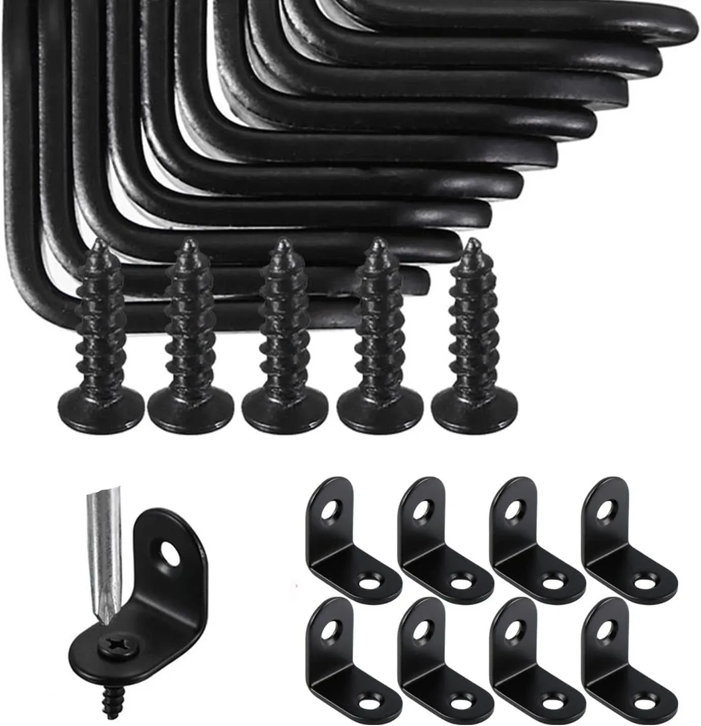 WYSUMMER Right Angle Bracket Corner Brace, 30pcs Black Joint Bracket Fastener 90 ...