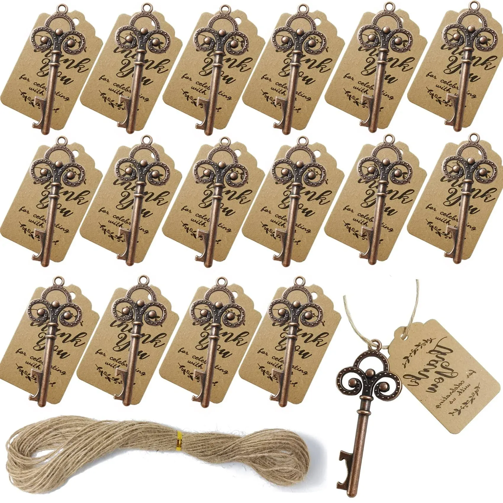 NSBELL 50pcs Skeleton Key Bottle Opener Wedding Party Favor Souvenir Gift with ...