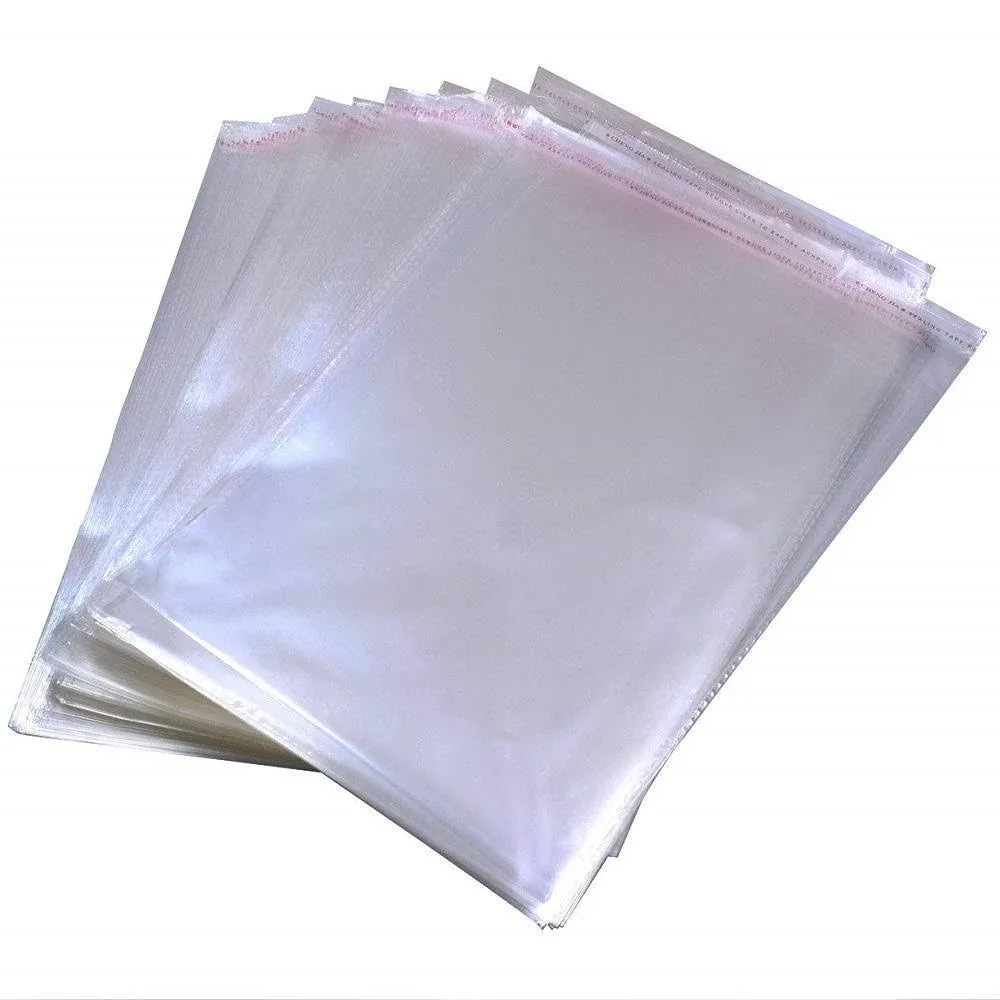 50 Pcs 12&#034; x 16&#034; Self Seal Clear Cello Cellophane Bags Resealable Plastic App...