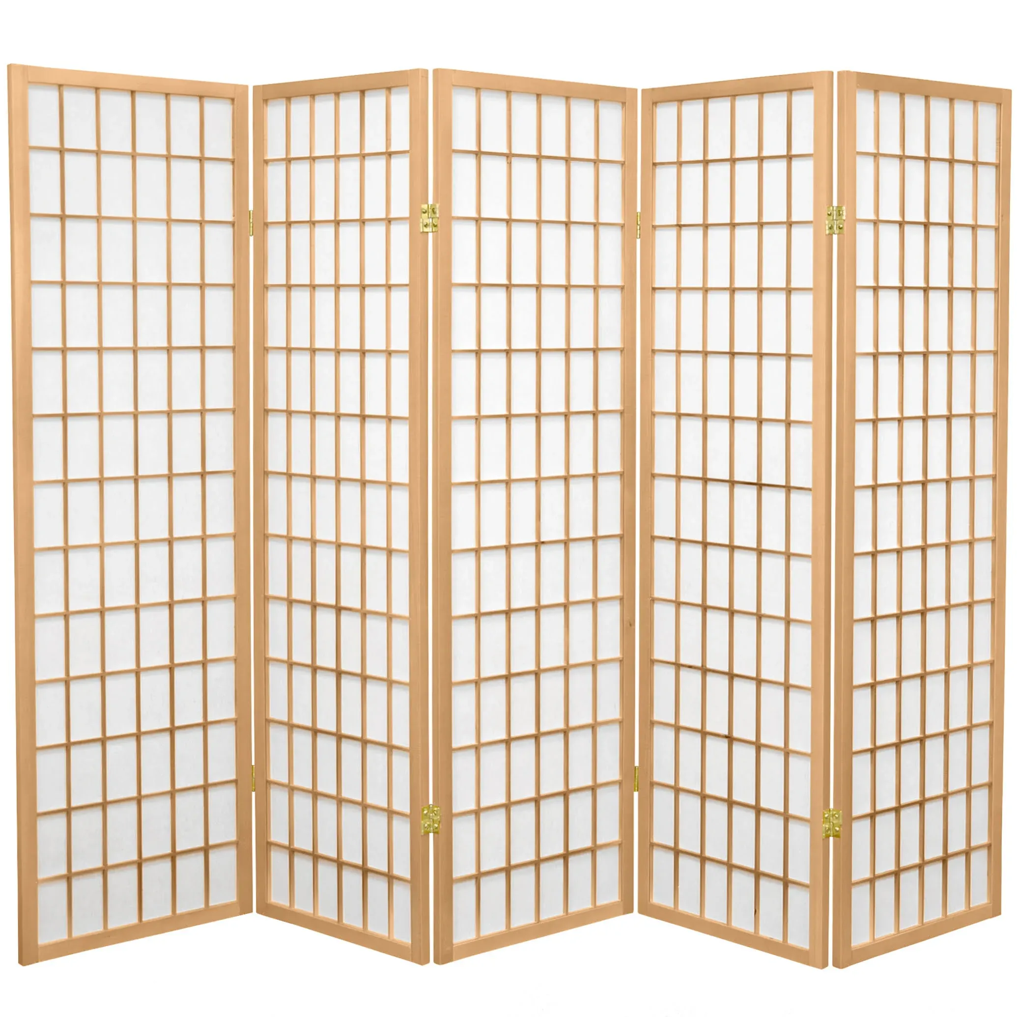 Square Room Divider Shoji Screen Wood Natural 5