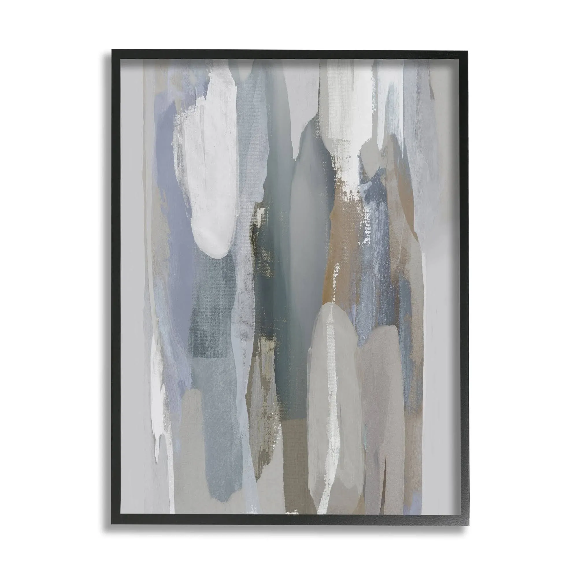 Stupell Industries Modern Abstract Painting Cascading Ice Toned Shapes Black ...