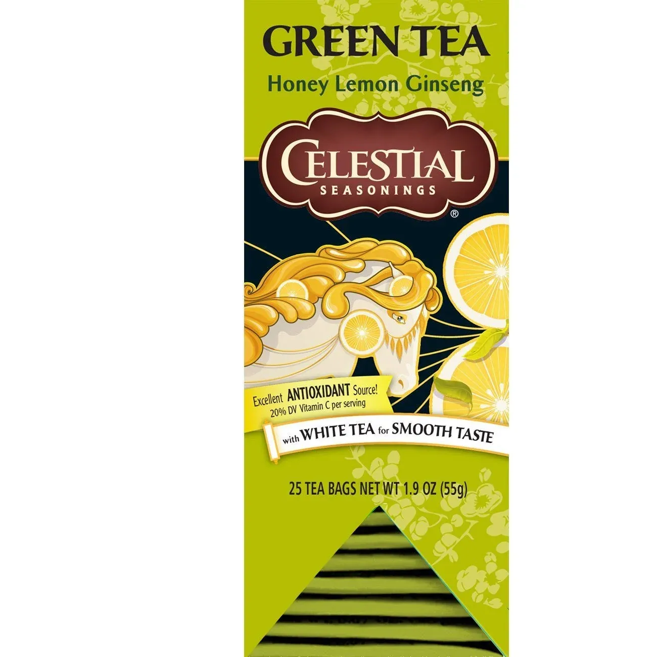 Celestial Seasonings Green Tea Honey Lemon Ginseng With White Tea - 20 Tea Bags - Case Of 6