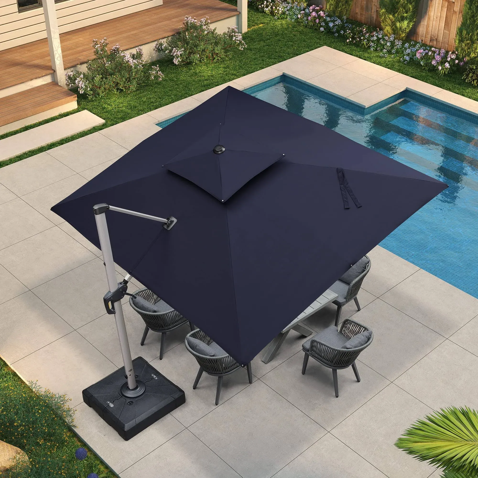 Purple Leaf 9' x 11' Patio Umbrella Outdoor Rectangle Umbrella Large Cantilever ...