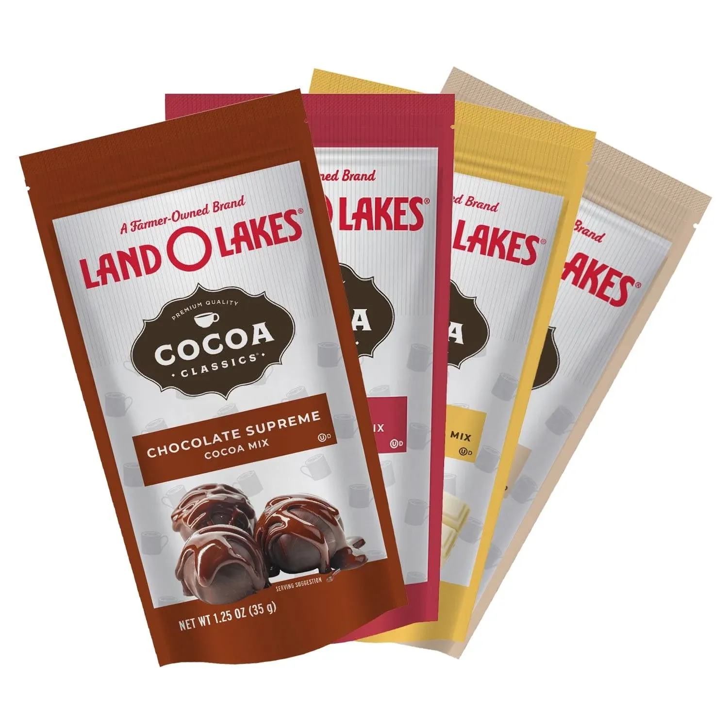 Land O Lakes Cocoa Classics Hot Chocolate Packets | 3 Flavor 12 Count (4) Each: Raspberry, French Vanilla, Chocolate Supreme (1.25 Ounces) - Bundle with MerlinsMart Recipe Booklet