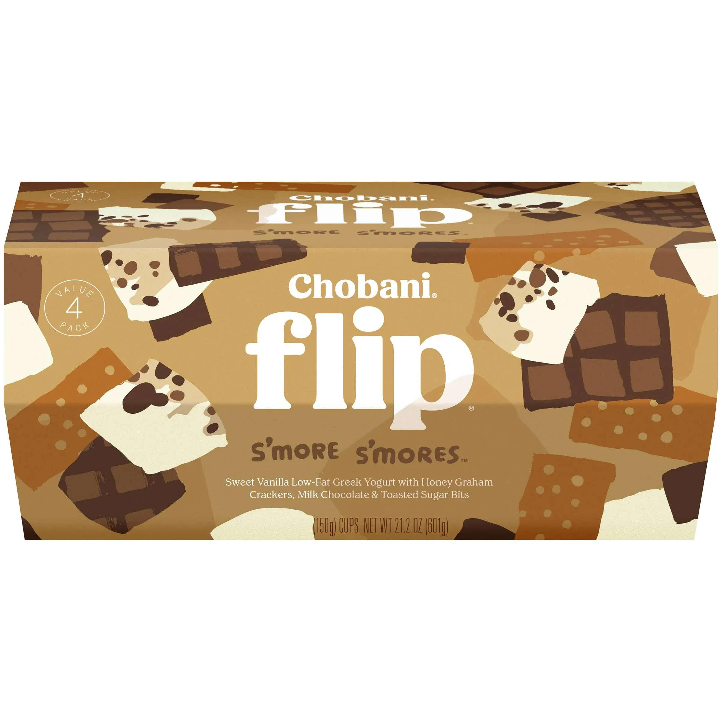 Chobani Flip Yogurt, Greek, Low-Fat, S'more S'mores, Value 4 Pack - 4 pack, 4.5 oz cups