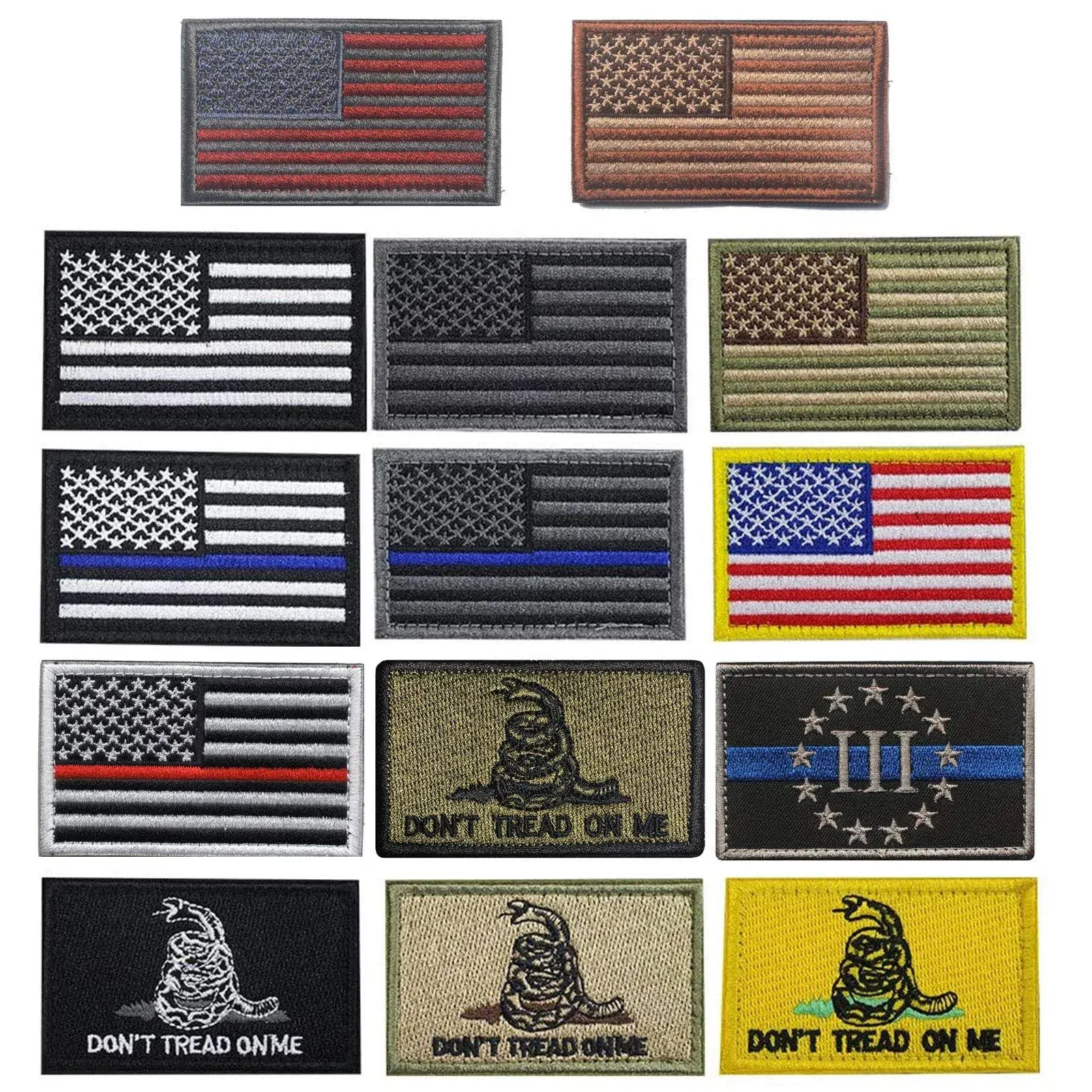 Military Bundle 14 Pieces USA Flag Patch Thin Blue Line