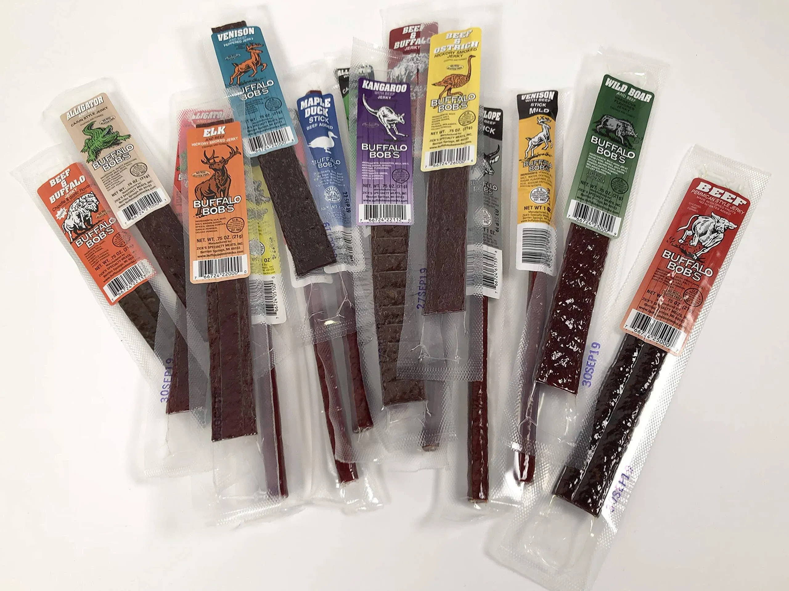 Buffalo Bobs Wild Game Jerky- Sampler Gift Pack of 25