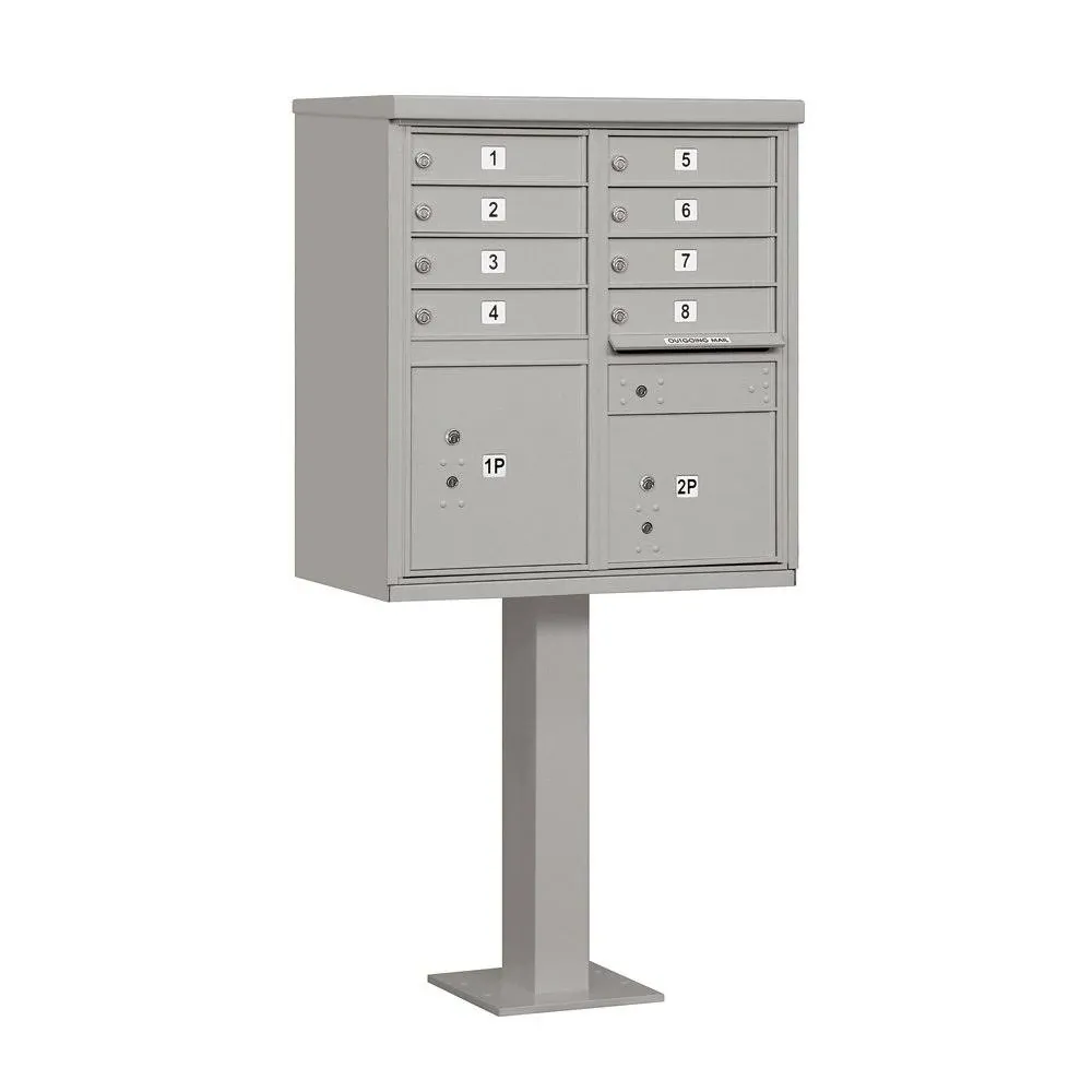 Salsbury Industries 3308GRY-U Cluster Box Unit - 8 A Size Doors - Type I - Gray - USPS Access