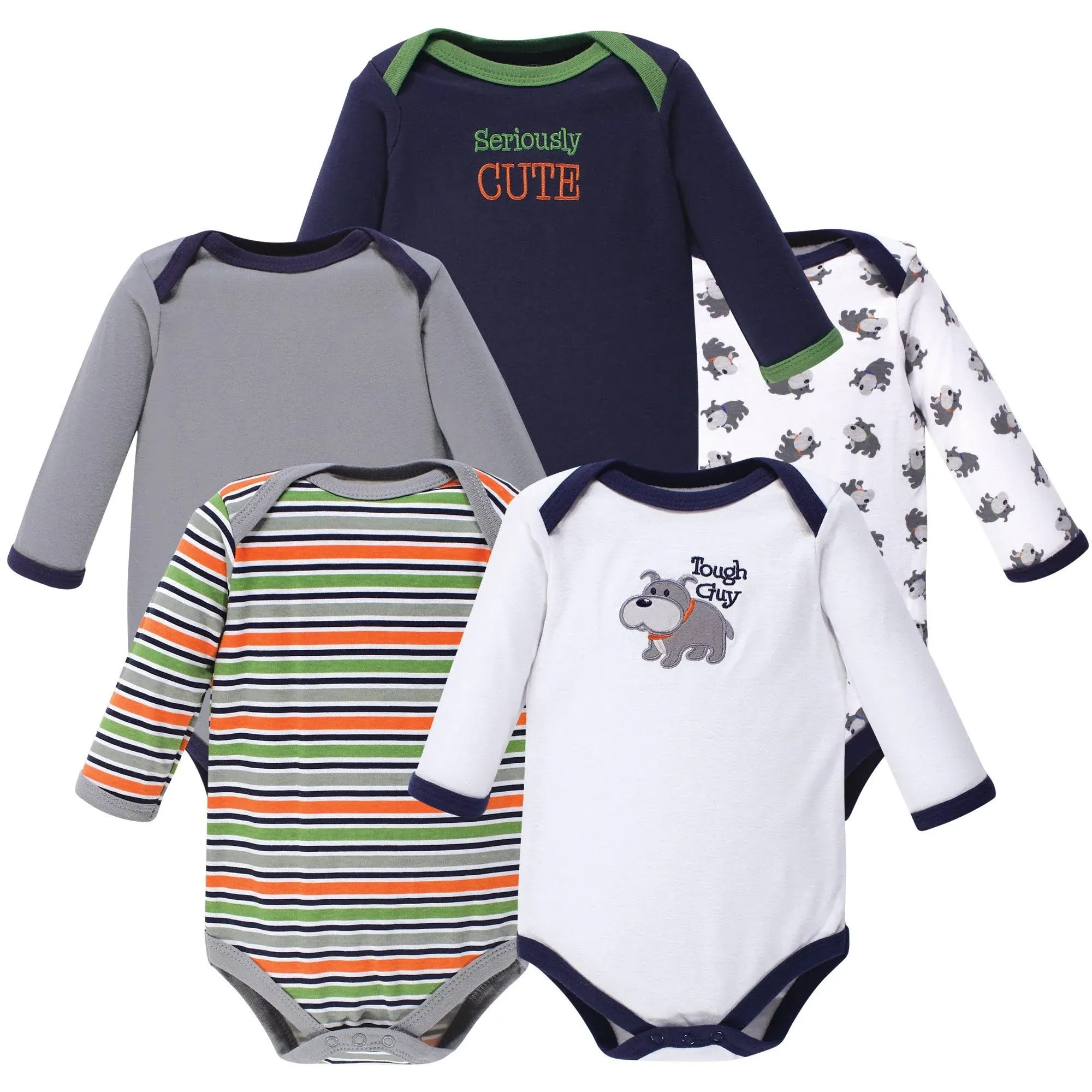 Luvable Friends Cotton Long-Sleeve Bodysuits Dog / 0-3 Months