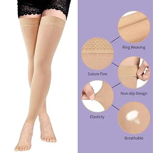 Ktinnead Thigh High Compression Stockings Footless 20-30mmHg for Men & Women