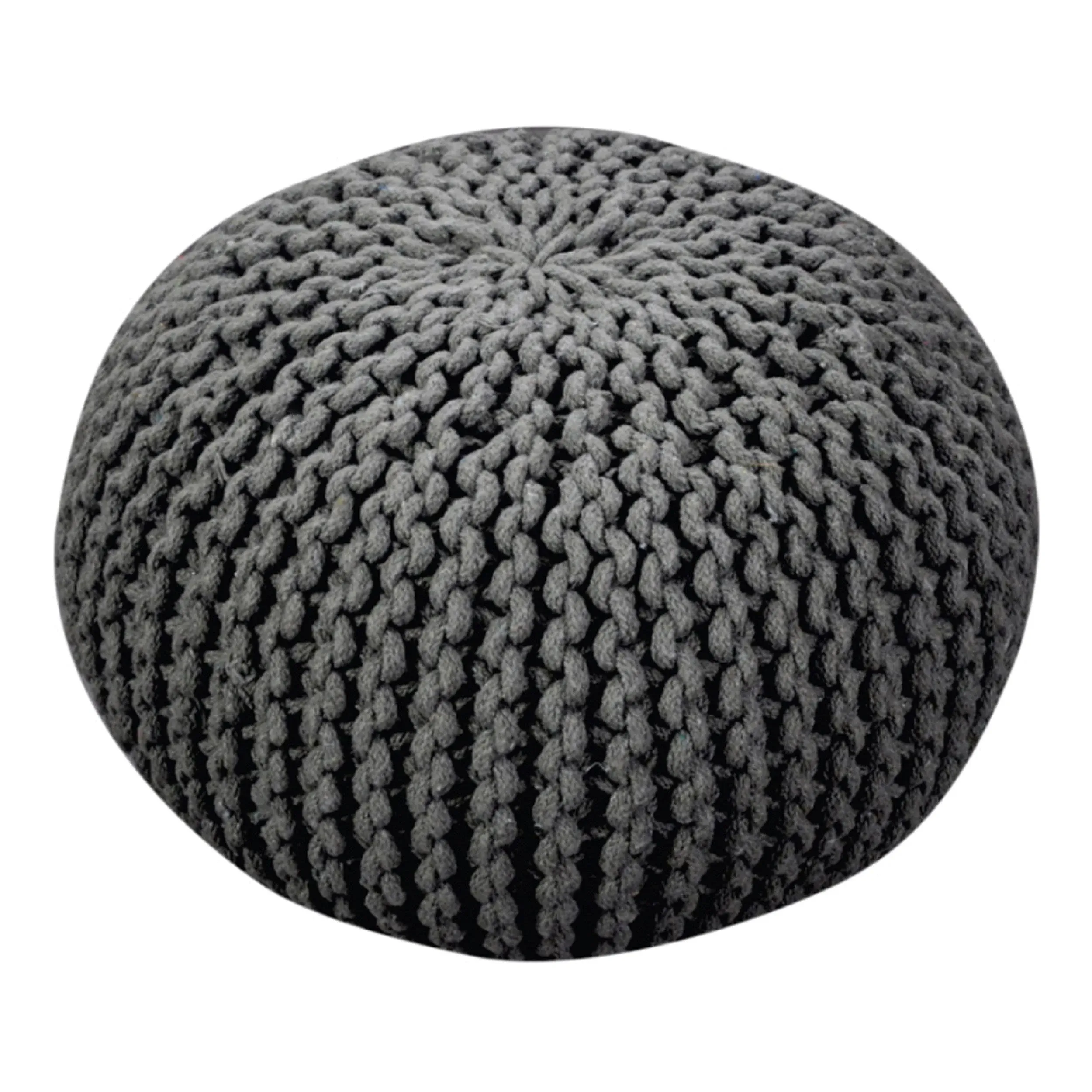 Poona Hand Knitted Artisan Pouf - Gray