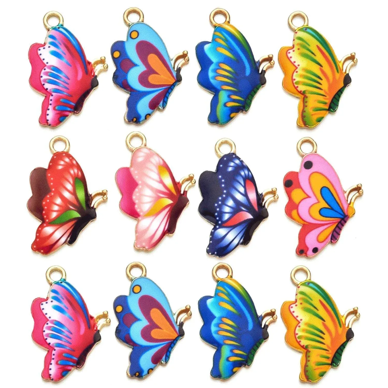 DIYstore 30 Pcs Mixed Color Alloy Enamel Butterfly Charms Pendant for Earrings Bracelets Necklace DIY Making Jewelry Making Accessories