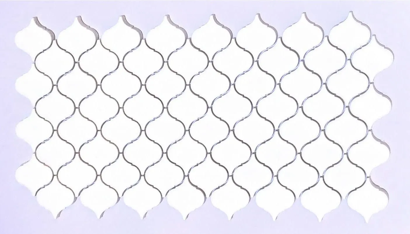 Splash Cascade 2" White Arabesque Mosaic Tile (12 x 11.5 Sheet)