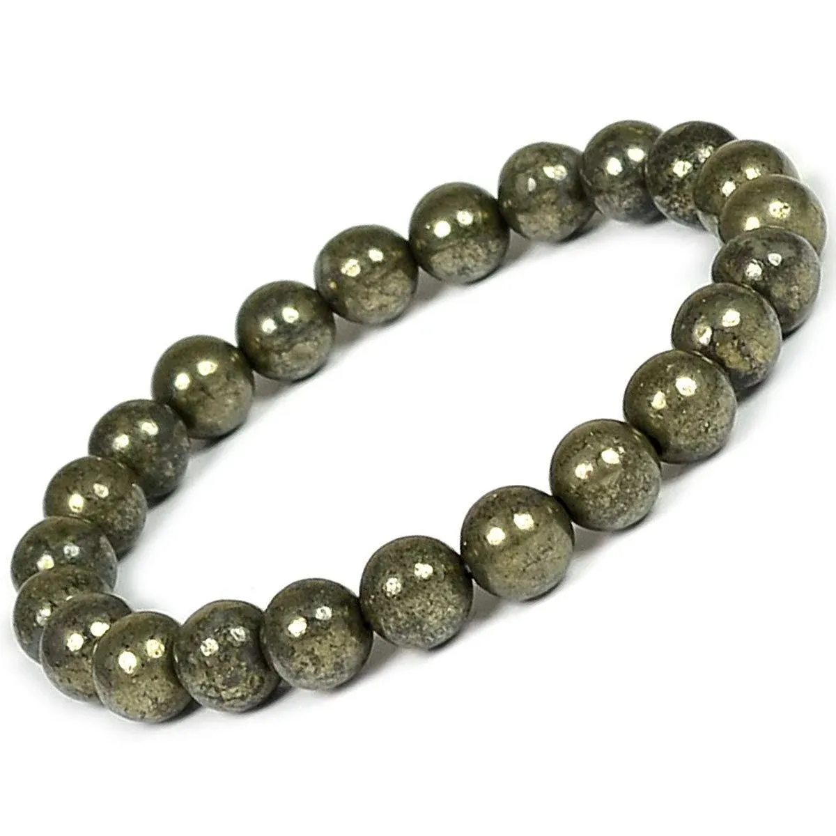 Reiki Crystal Products Natural Pyrite Bracelet 8mm for Reiki Healing and Vastu ...