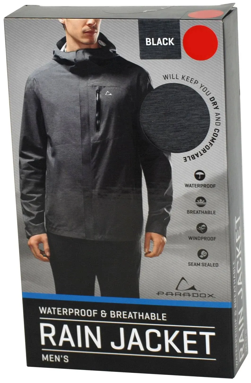 Paradox Mens Black Waterproof & Breathable Rain Jacket (XX-Large, Black)