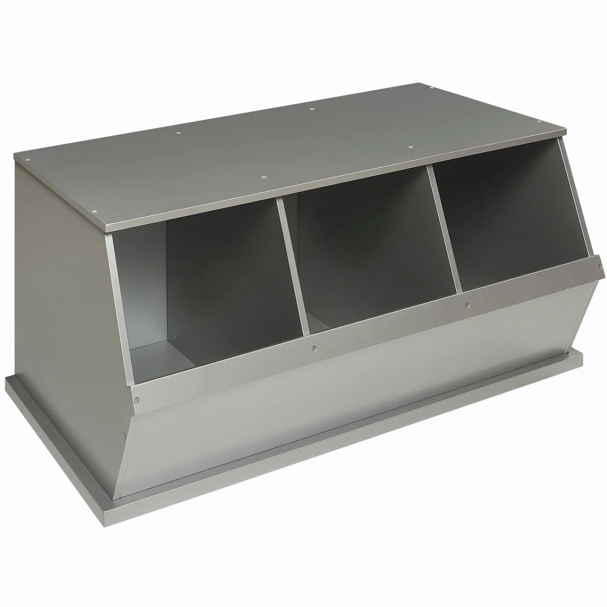 Three Bin Stackable Storage Cubby In Silver