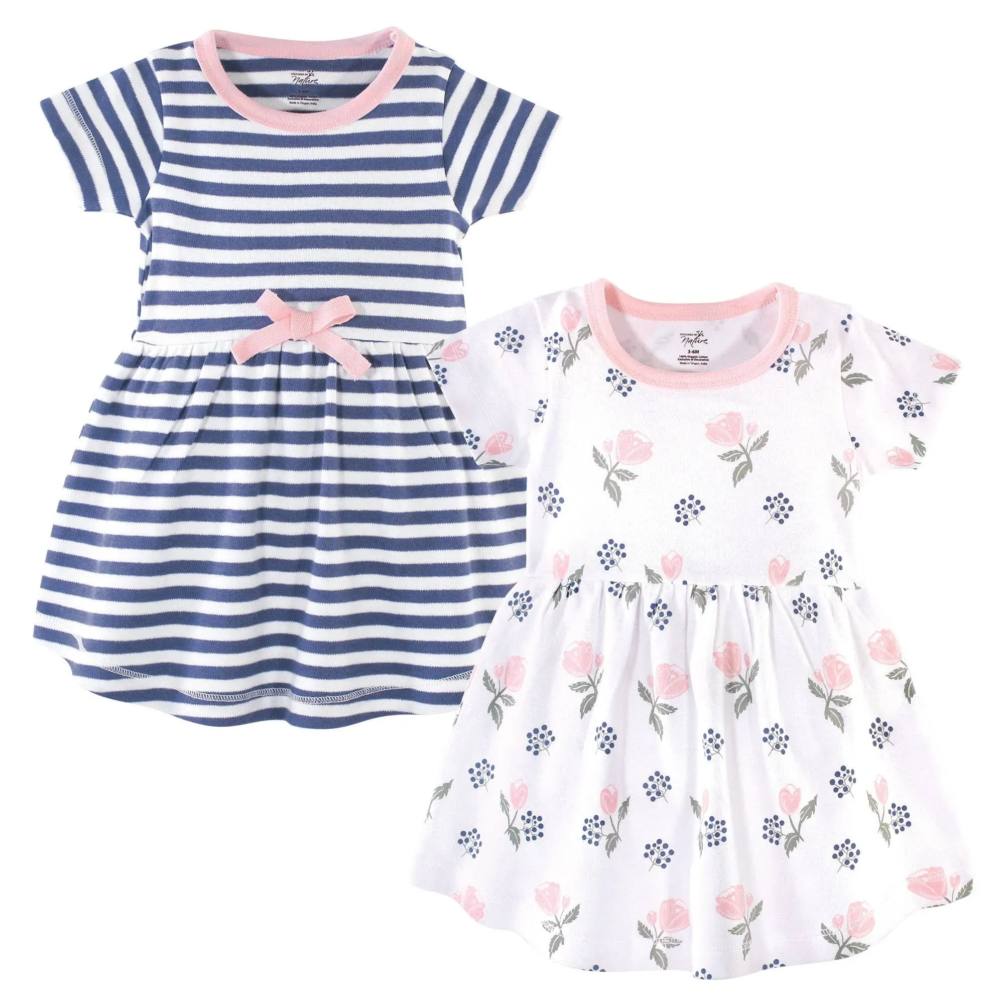 Touched by Nature Girls' Organic Cotton Short-Sleeve Dresses, Rose and Berries ...