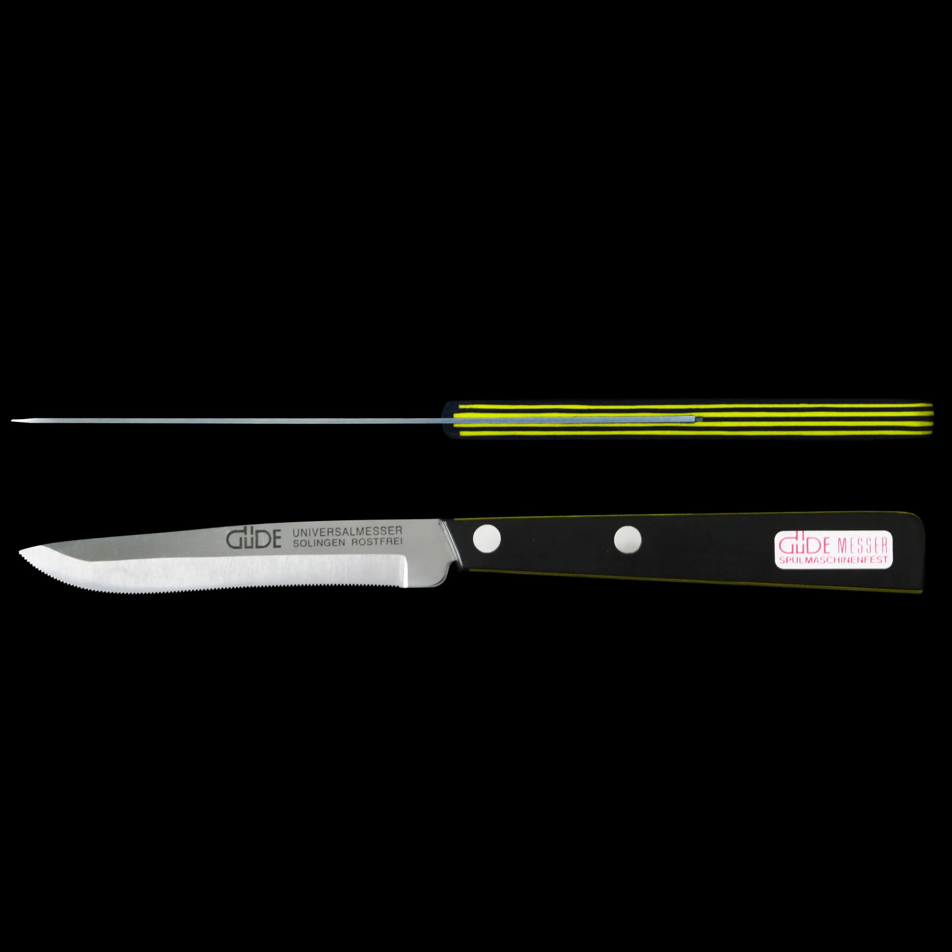 Gude Universal Knife With Black / Yellow Hostaform Handle, 4-In