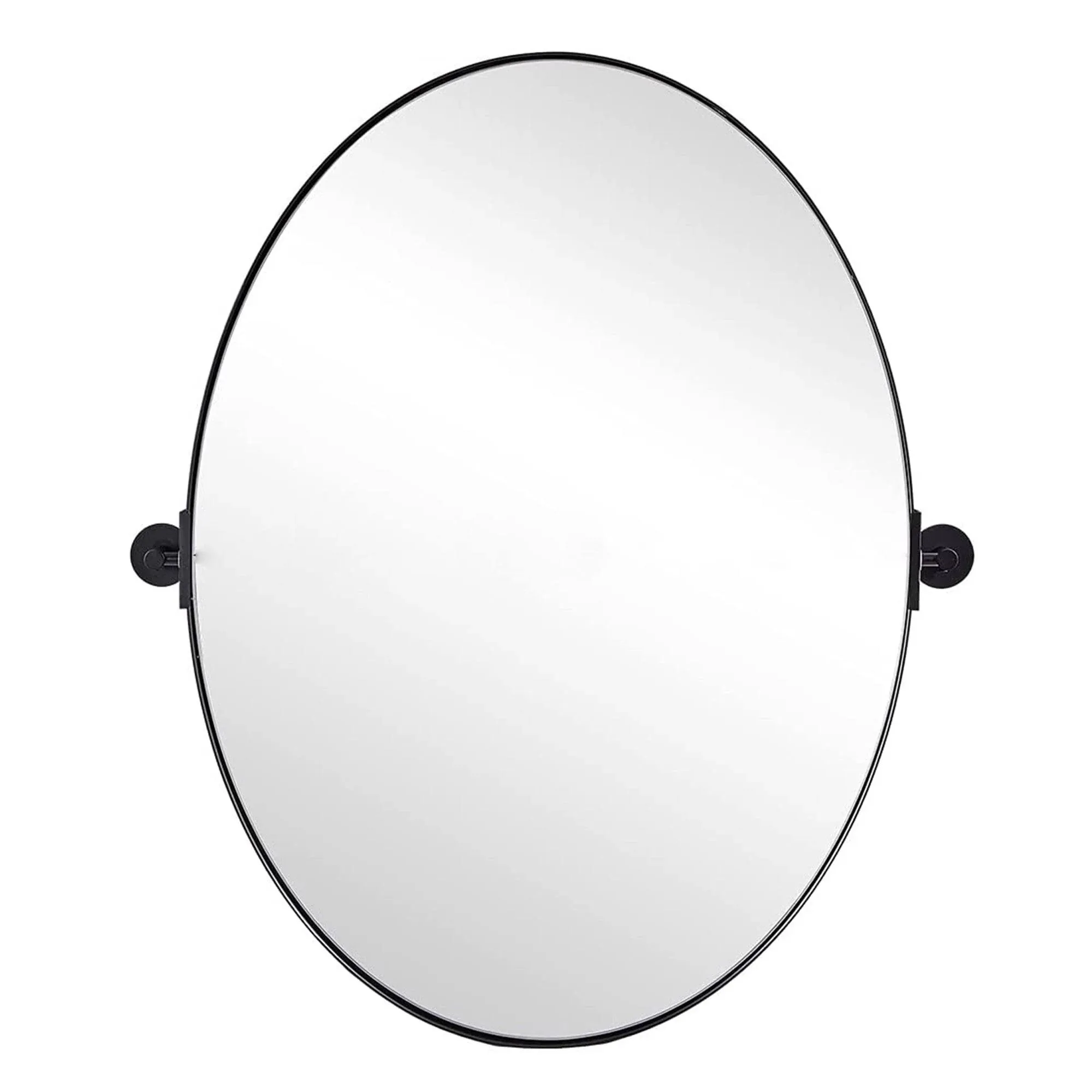 Moon Mirror Modern 22 x 30 in Oval Wall Mounted Vanity Mirror, Matte Black