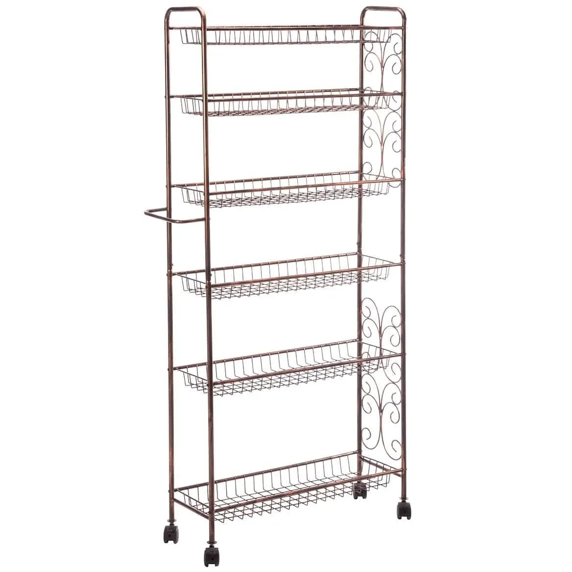 Home Marketplace Rolling Antique Wire Slim 6-Shelf Storage Cart