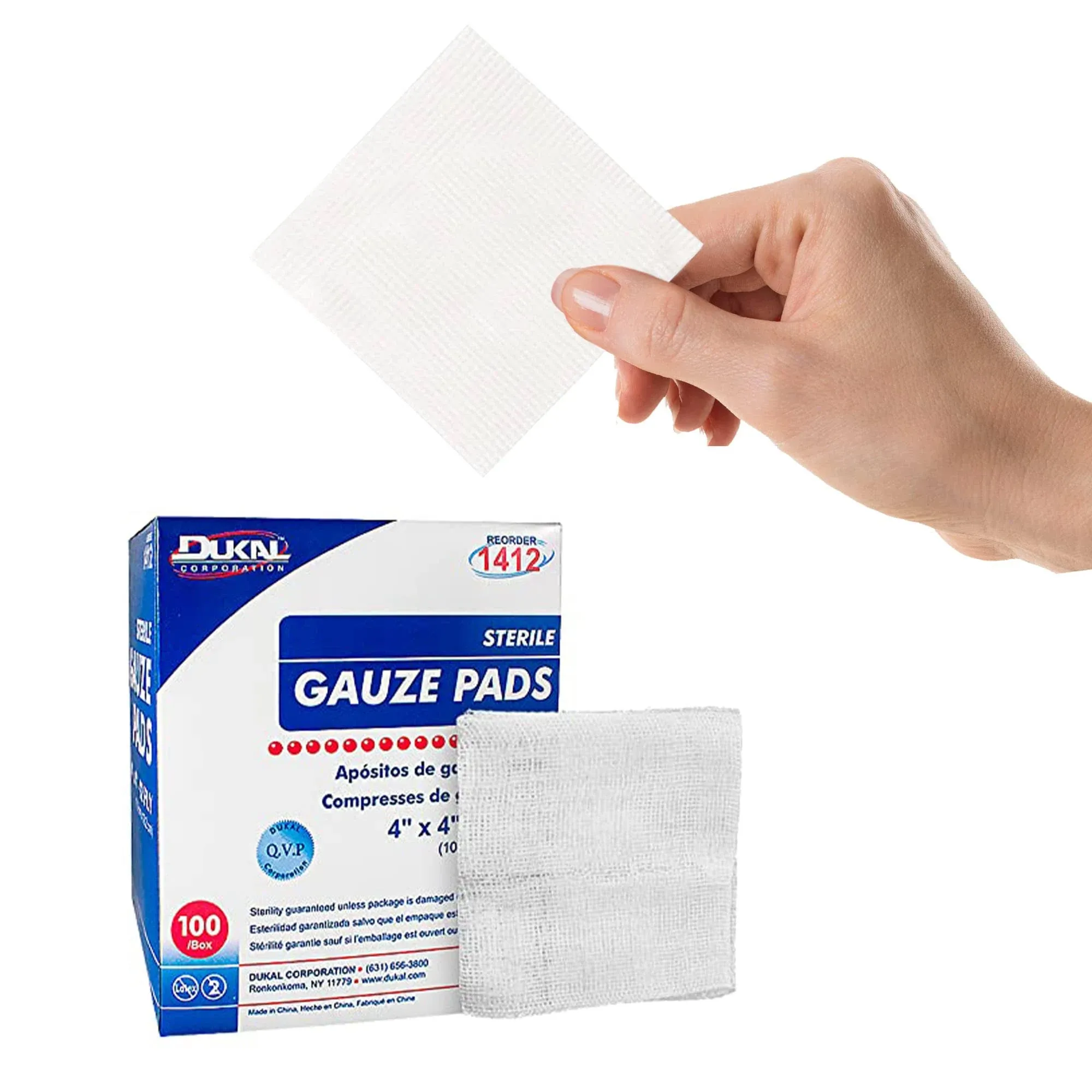 100 Pack Sterile Cotton Woven Gauze Pads 12-Ply 4" x 4"