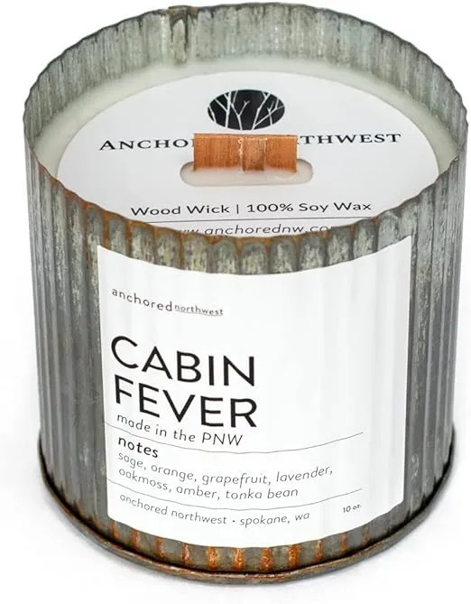 Anchored Northwest - Cabin Fever Scented Rustic Vintage Candle, 10oz Corrugated ...