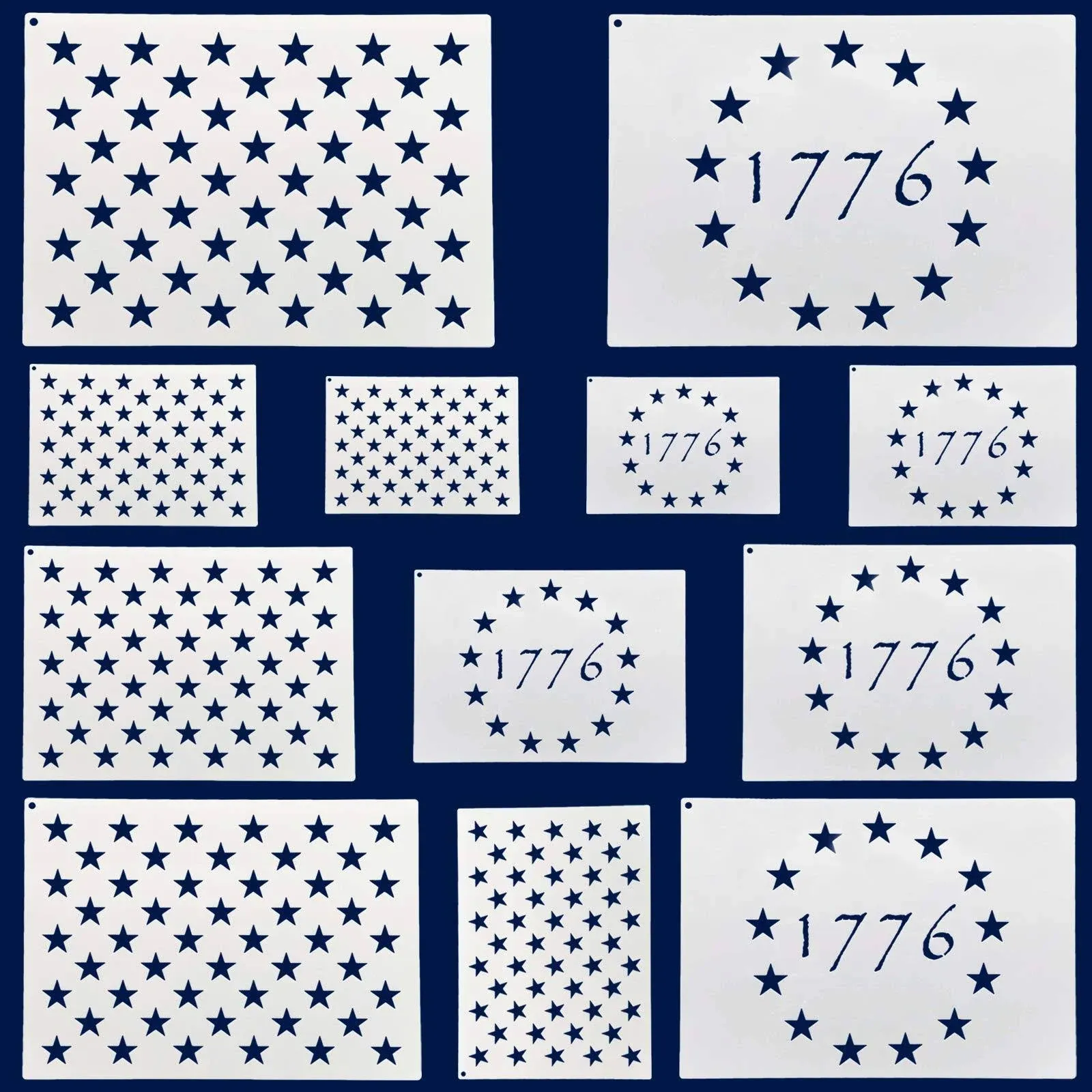 American Flag 50 Star 13 Stars 1776 Templates, Flag Templates, Ideal on Wood, Fabric, Paper, Sizes, 2 Styles]