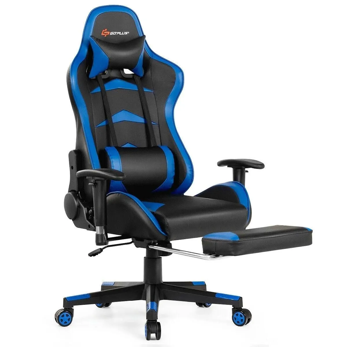 Costway Gaming Chairs & Game Center Massage Chair with Footrest-Blue