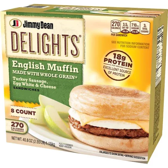 Jimmy Dean Delights English Muffin Turkey Sausage Egg White & Cheese Sandwiches