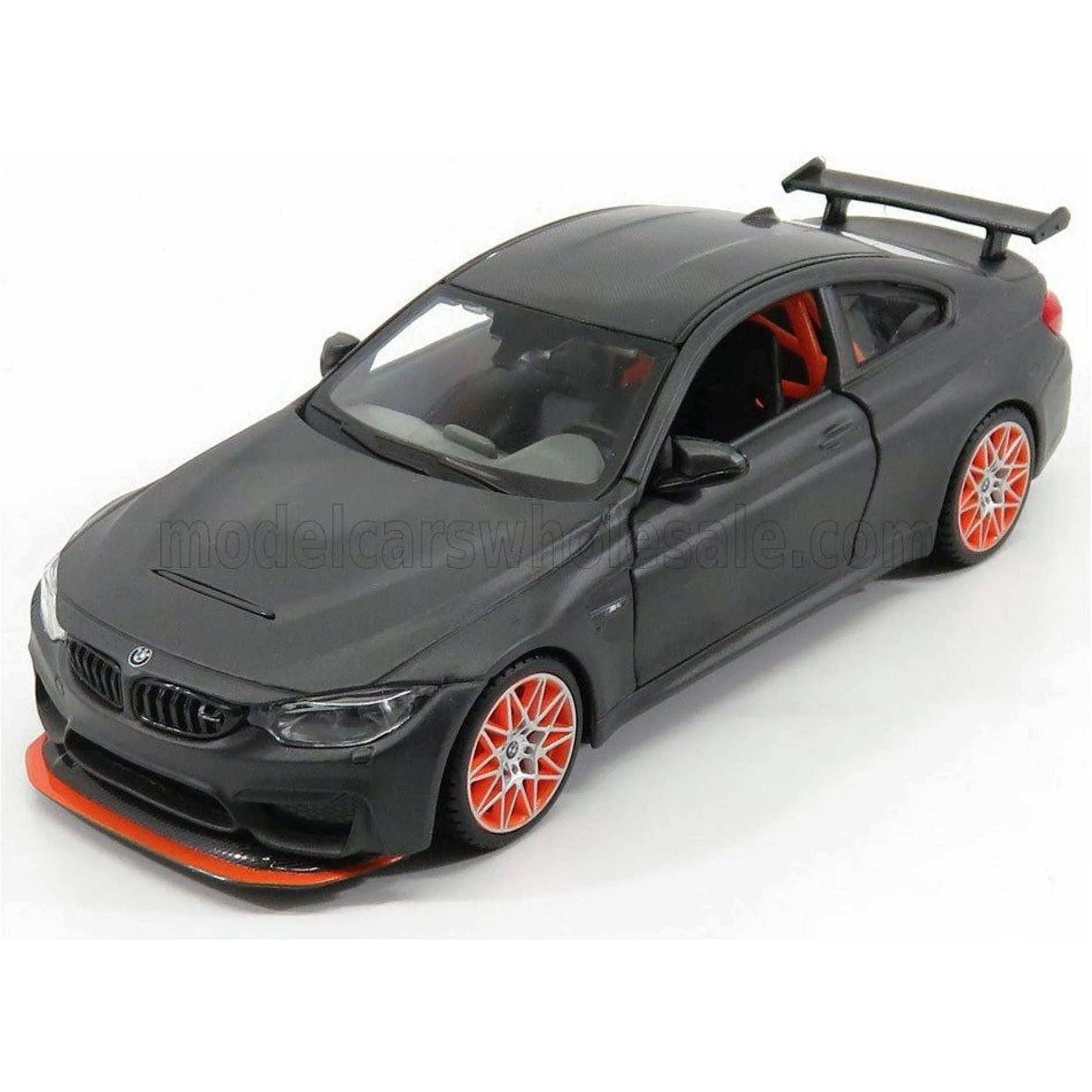 Maisto 1/24 Diecast Model Car - BMW M4 GTS Gray with Carbon Top and Orange Wheels