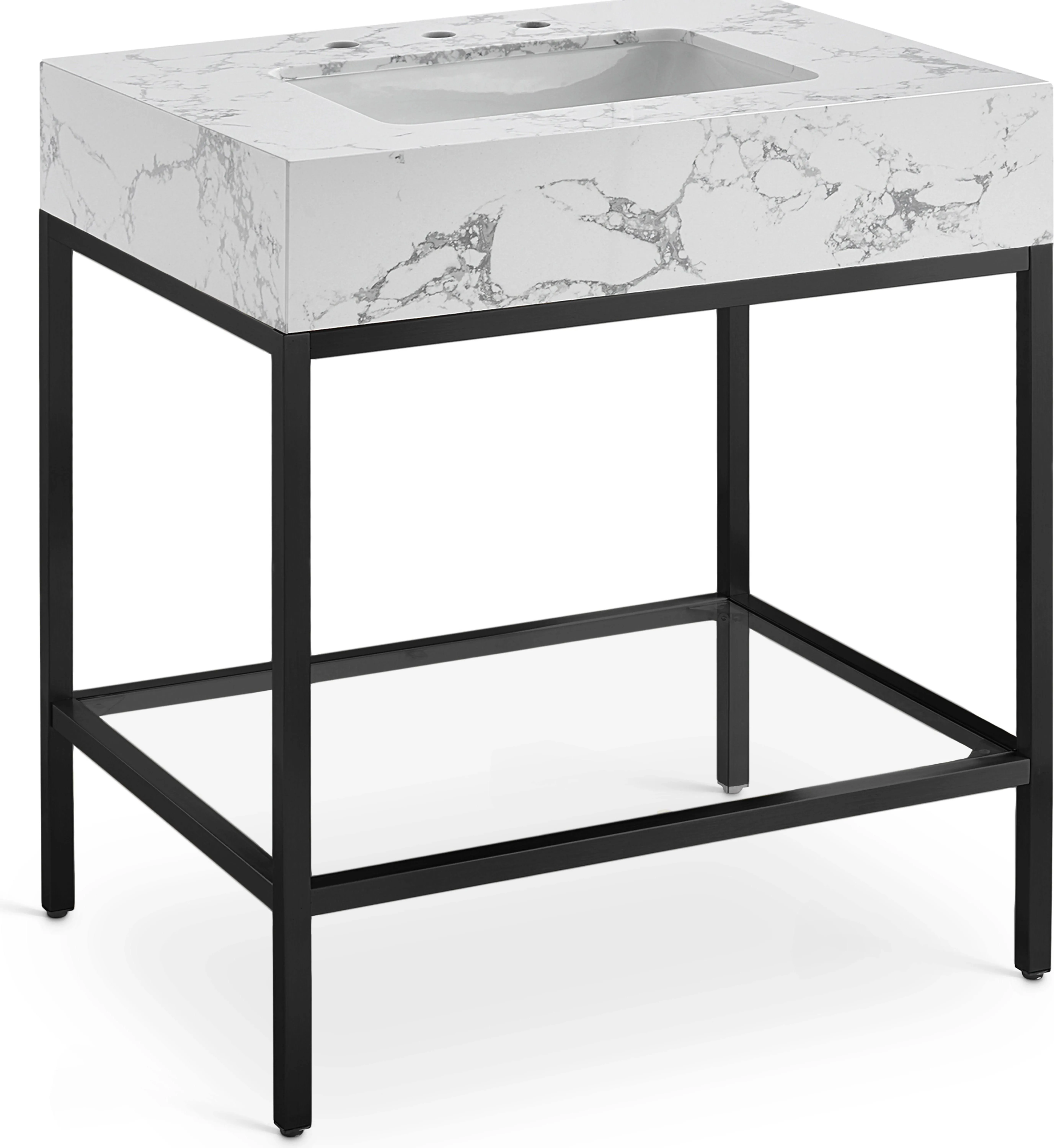 Meridian Furniture Marmo Black Artificial Marble Bathroom Vanity